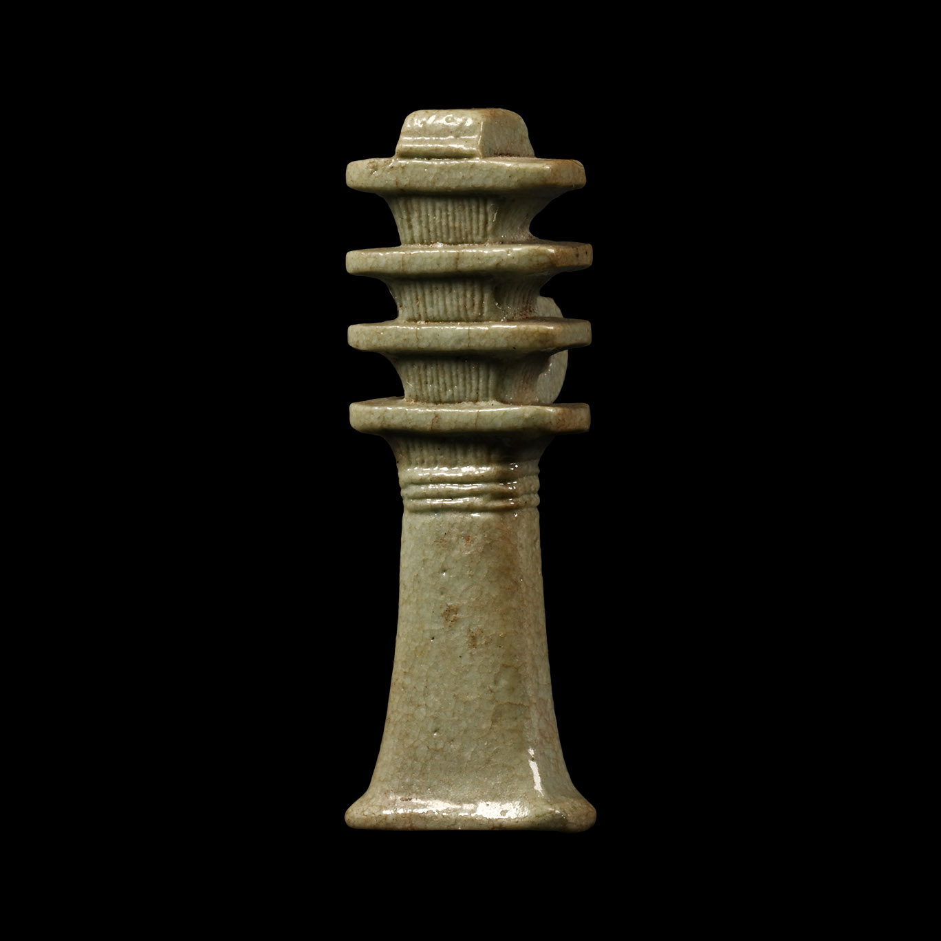 Egyptian Blue Faience Djed Pillar Amulet