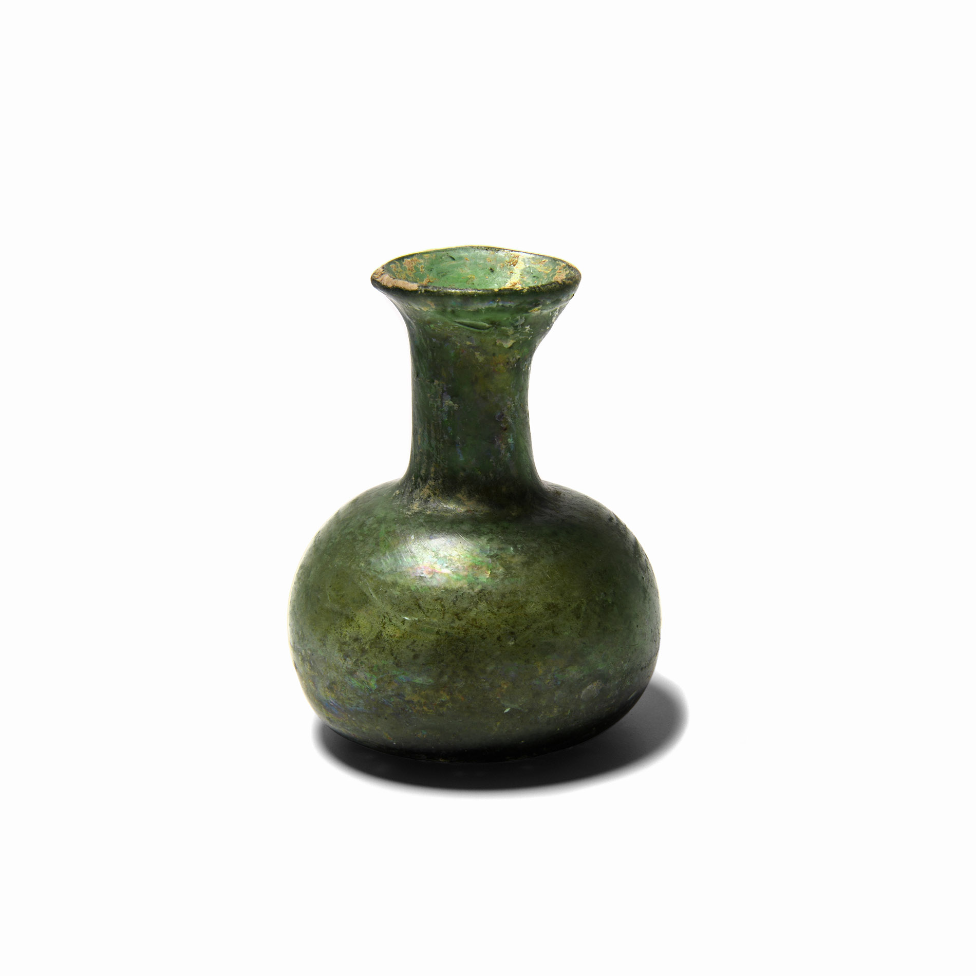 Roman Miniature Emerald Green Glass Unguentarium