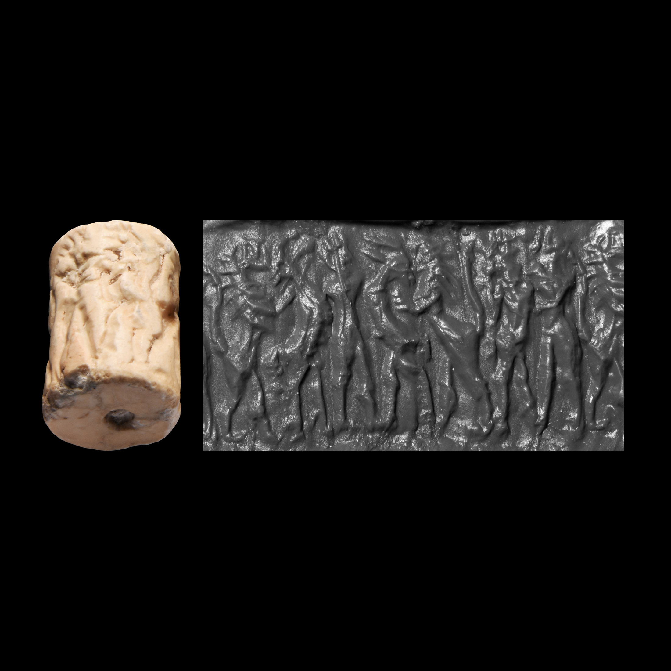 Akkadian Cylinder Seal with Combat Scene