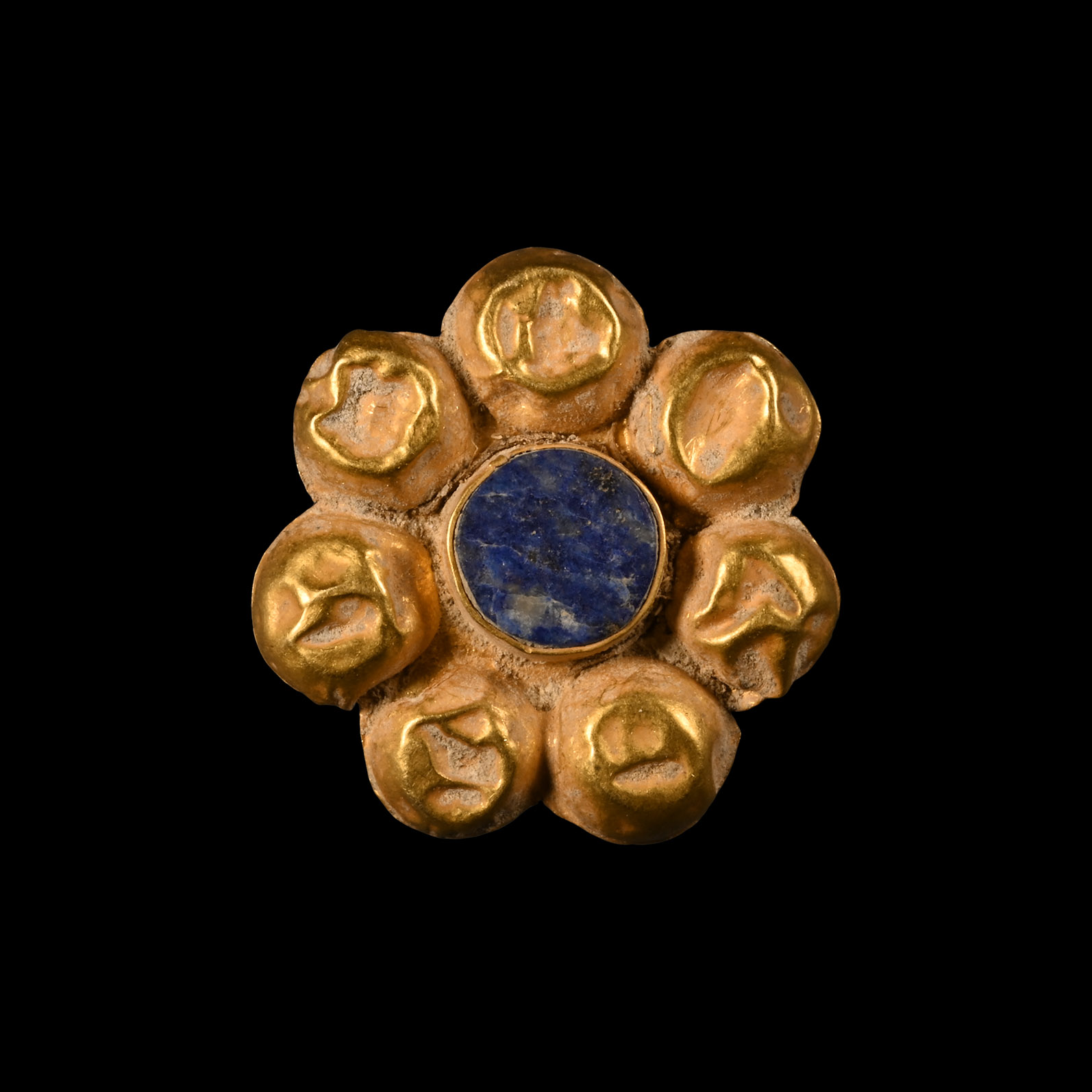 Greek Gold Rosette with Blue Stone