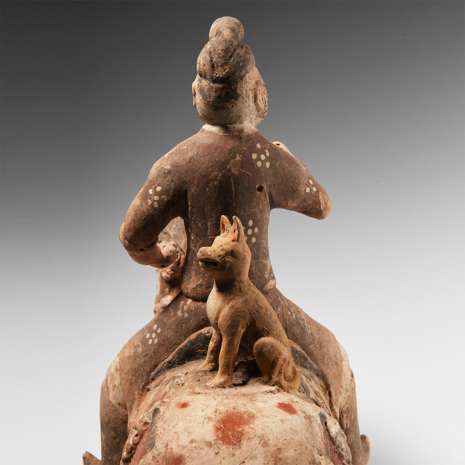Chinese Tang Ceramic Horse and Rider with Dog