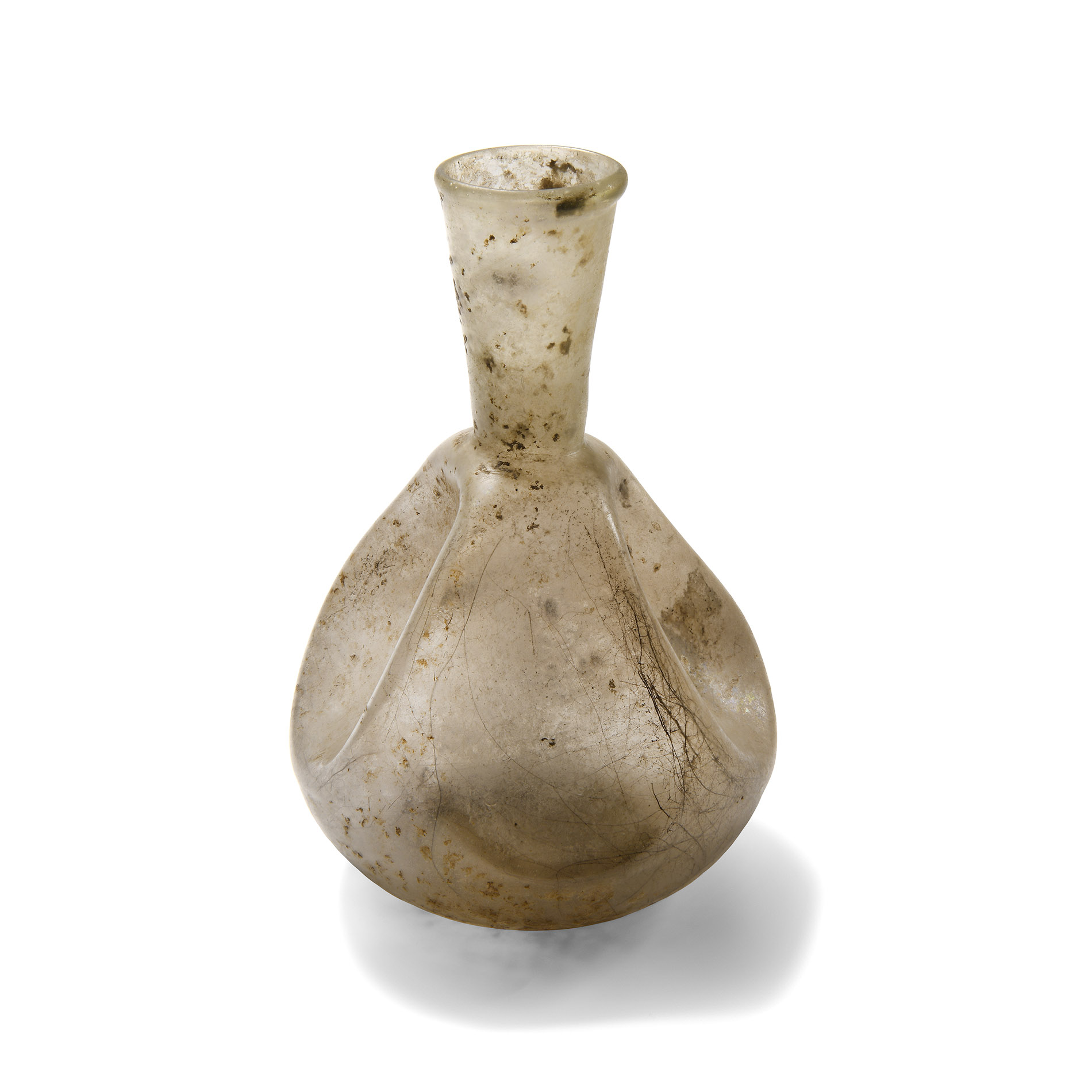 Roman Dimpled Glass Flask