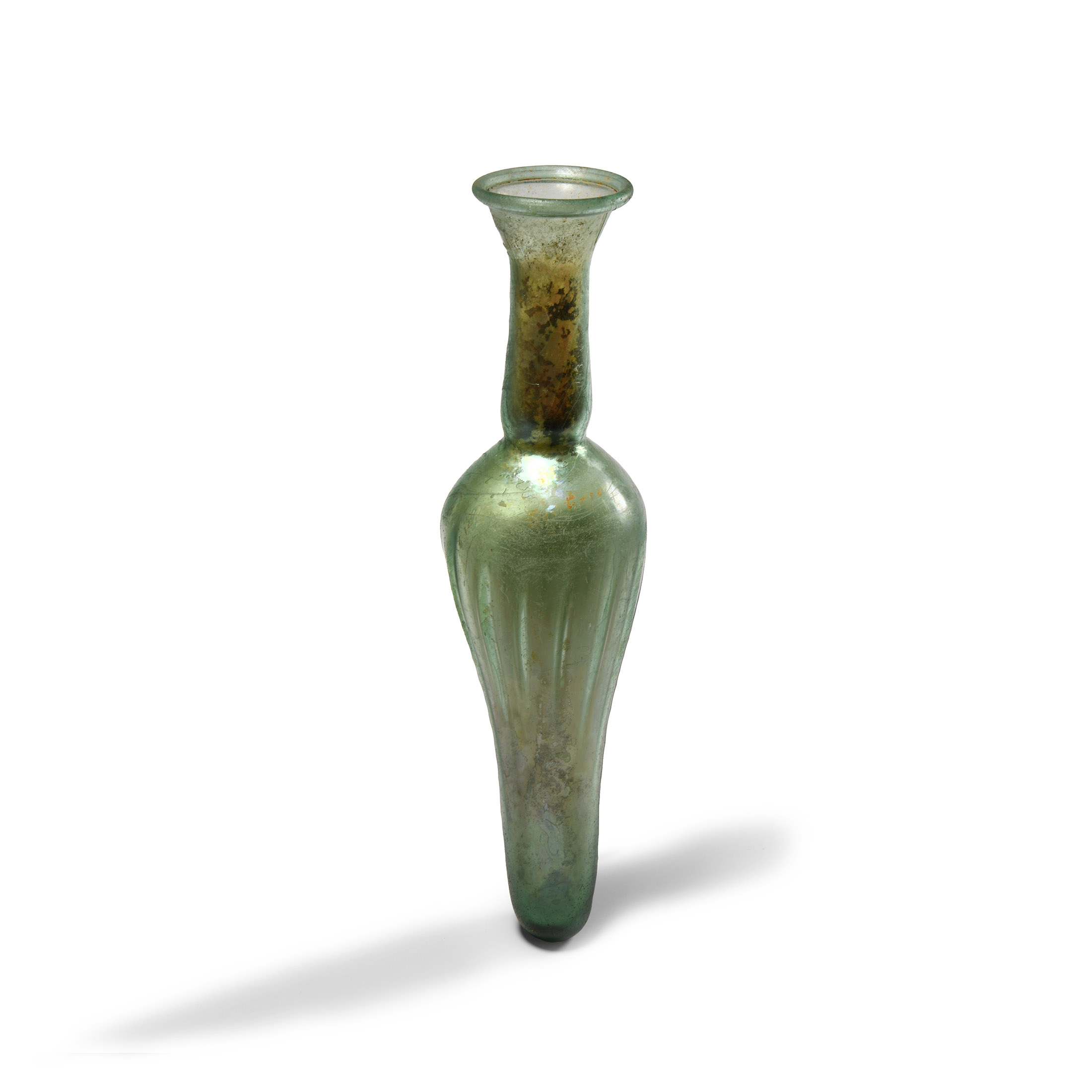 Large Roman Ribbed Glass Wine Vessel