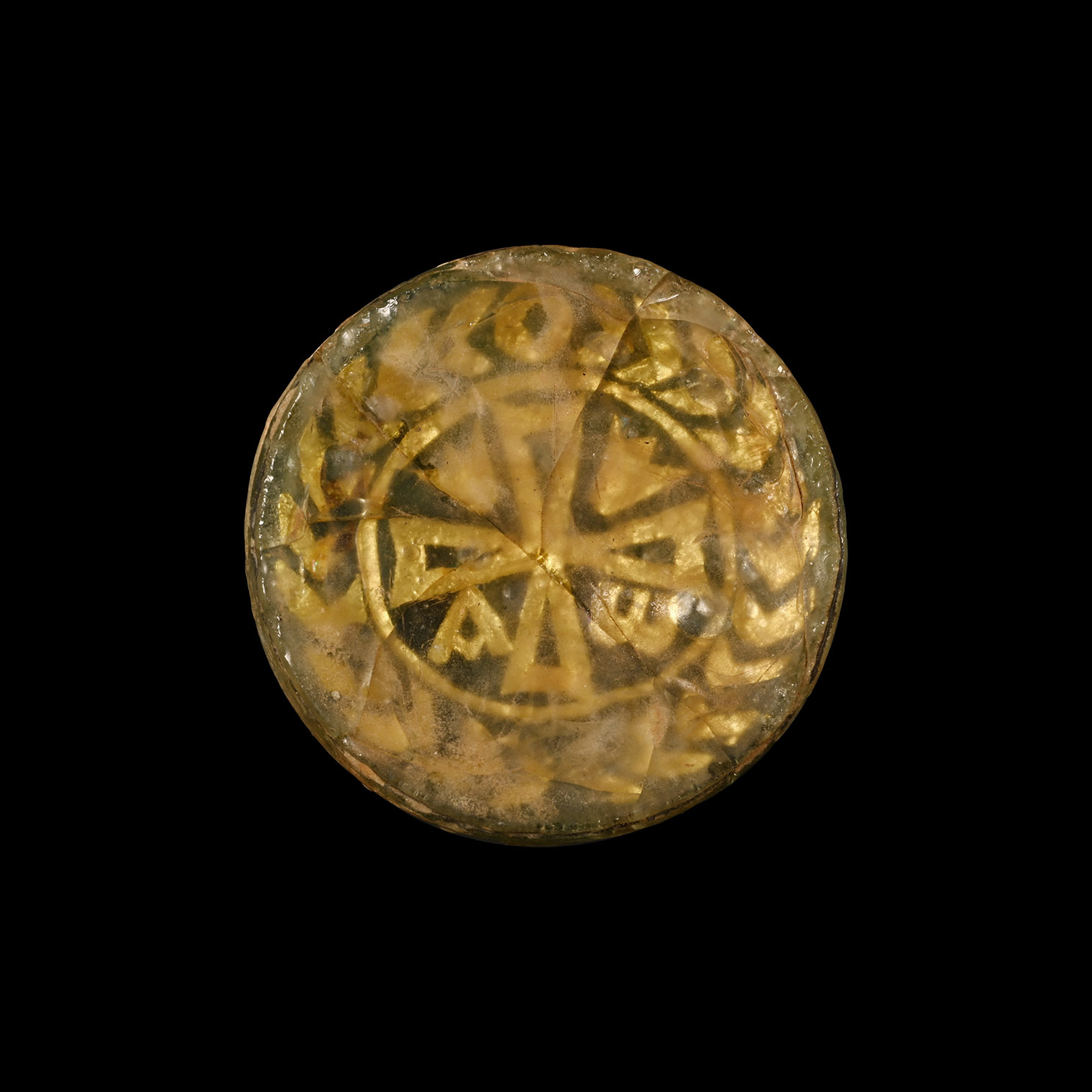 Byzantine Gold in Glass Roundel with Cross