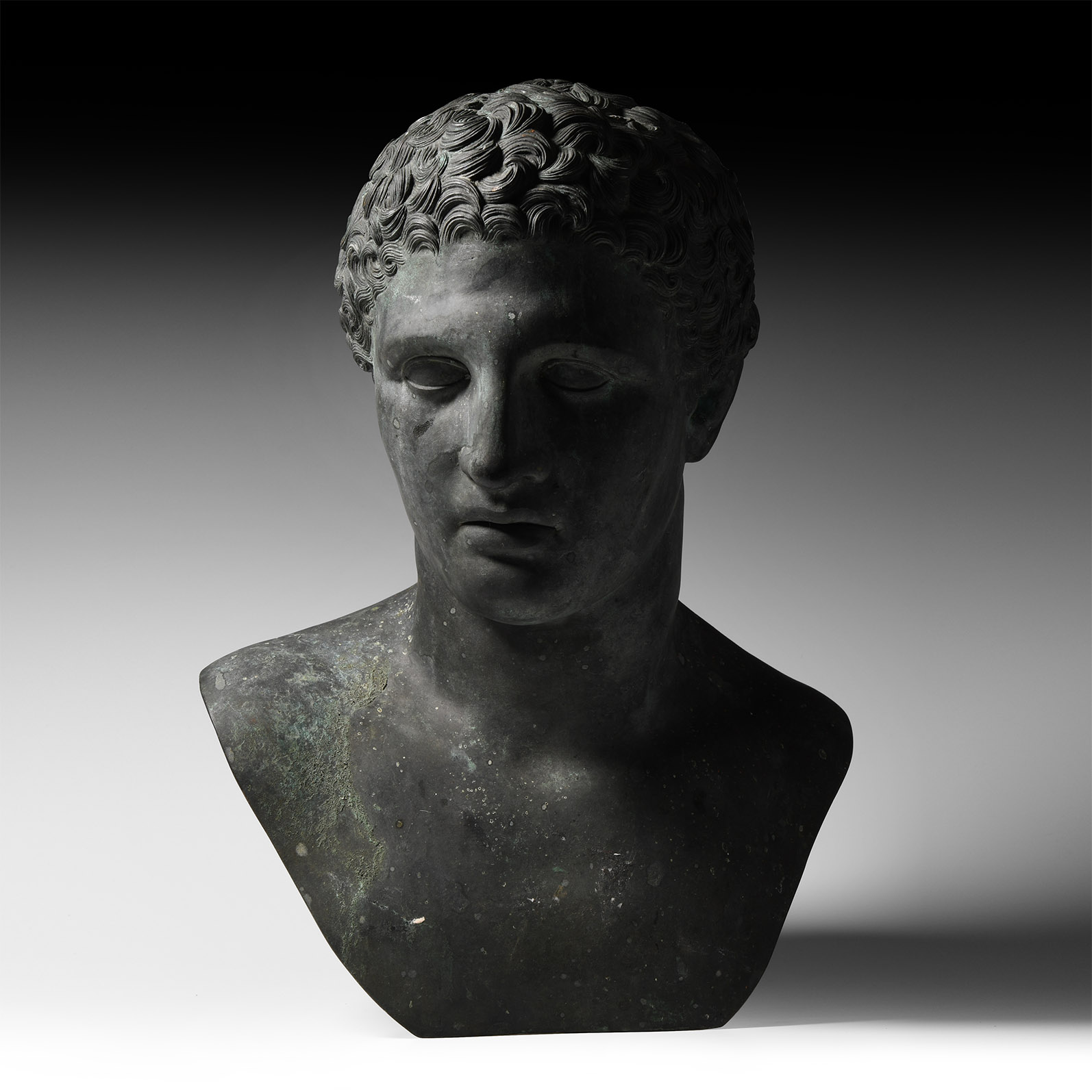 Bronze Head of a Young Male Athlete