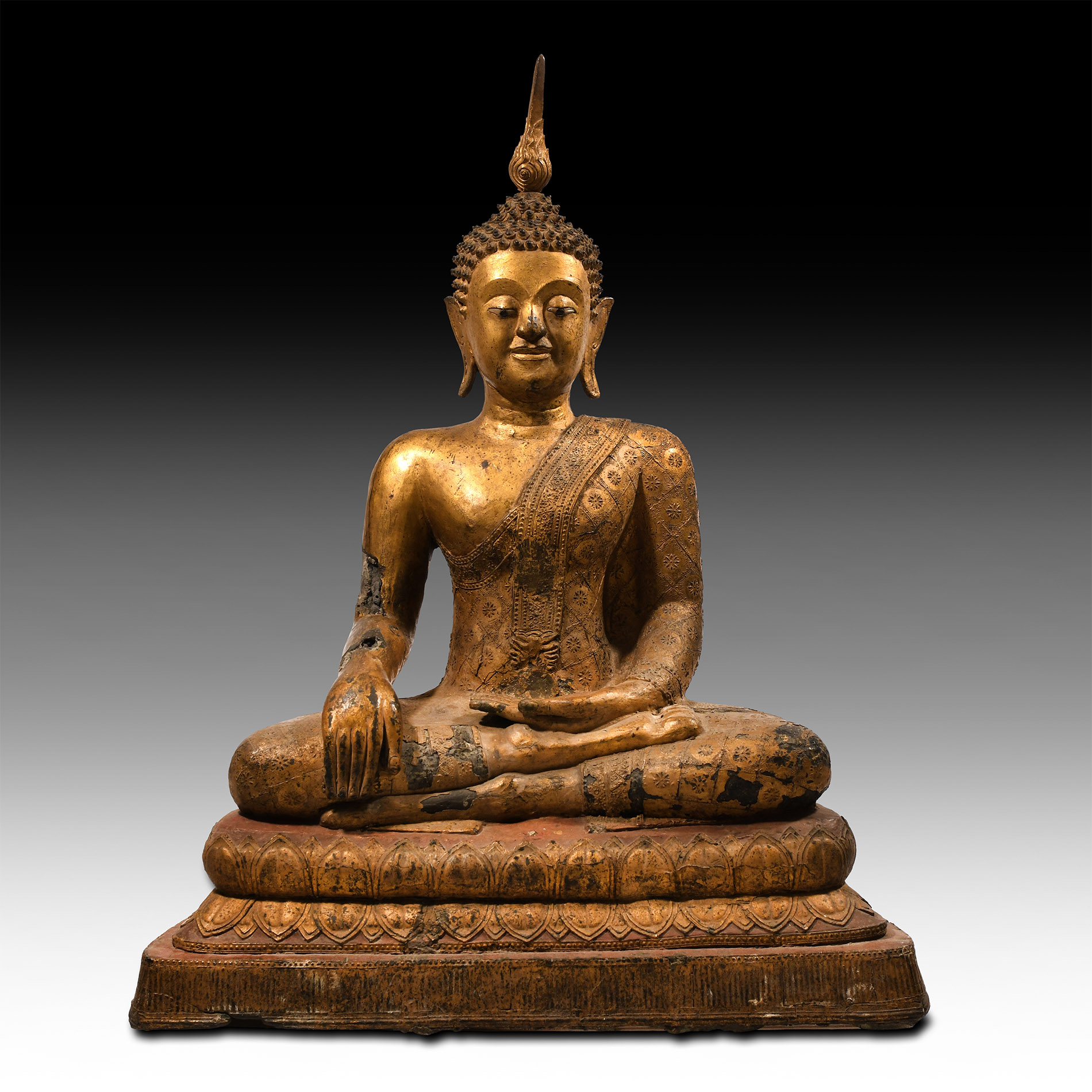 Very Large Thai Gilt Bronze Buddha Shakyamuni