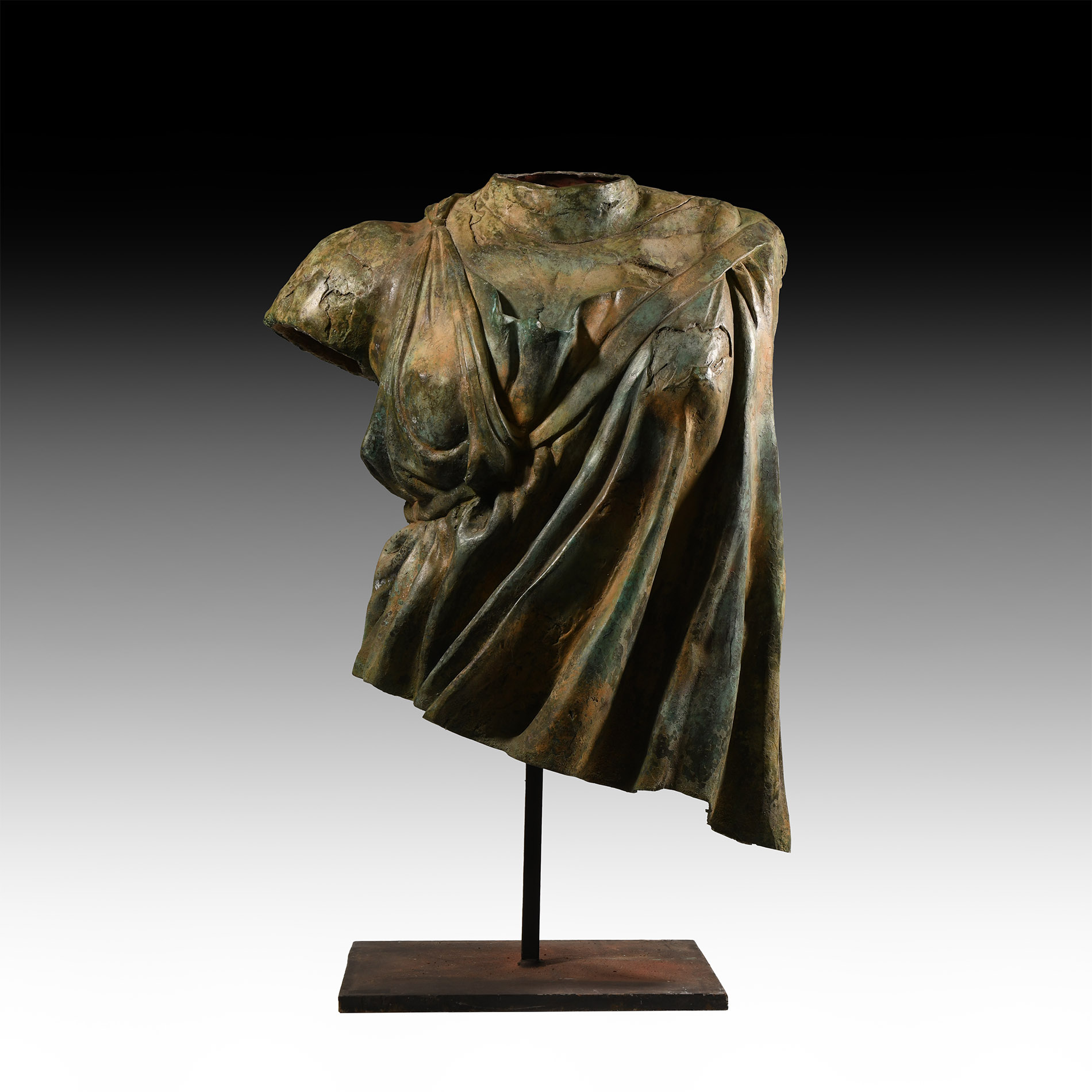 Greek Draped Female Bronze Torso
