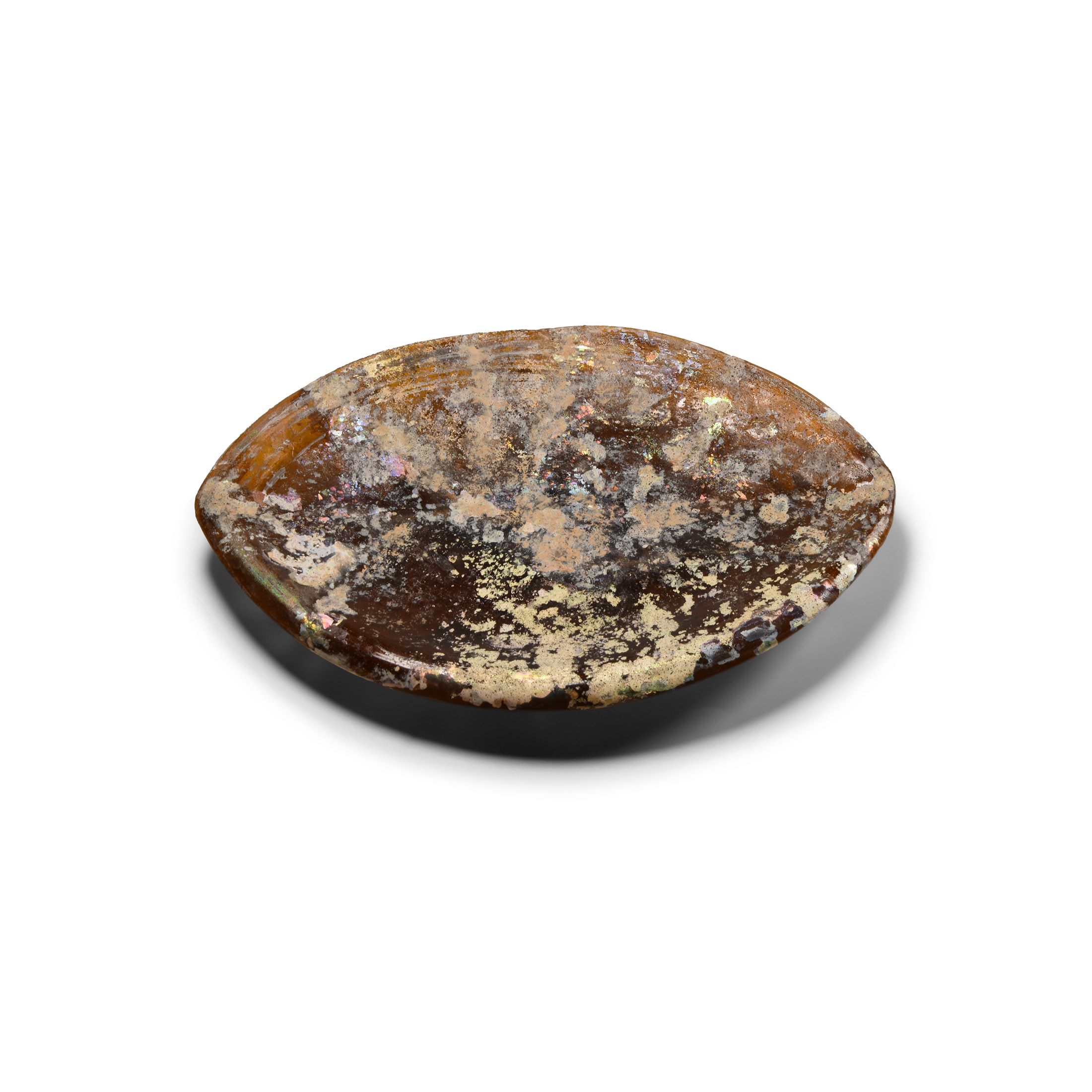 Roman Amber Glass Eye-Shaped Dish