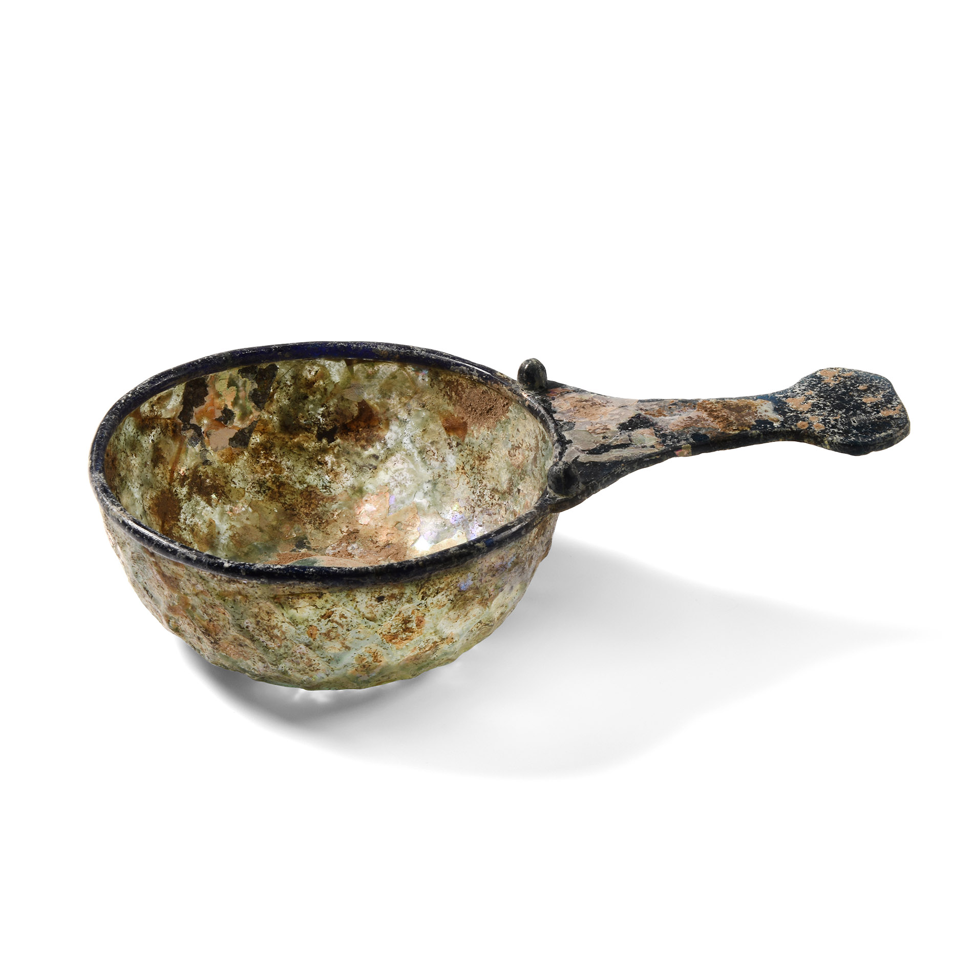 Roman Iridescent Pale Blue Glass Trulla