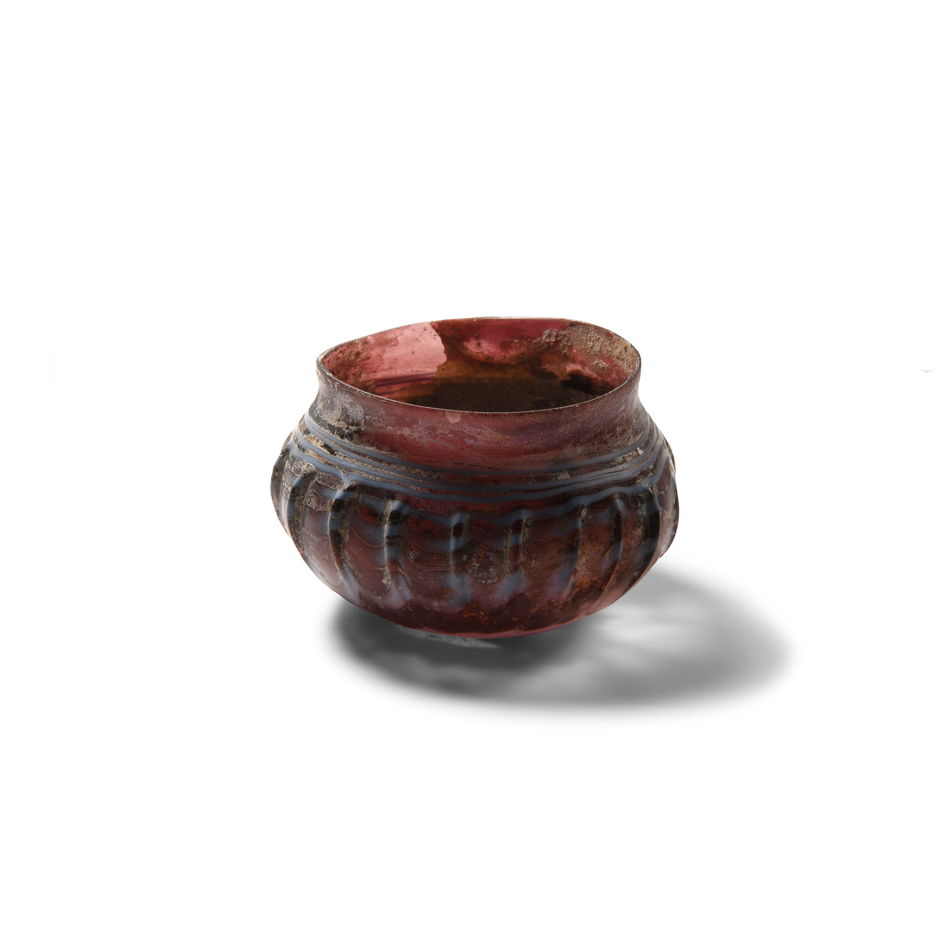 Roman Aubergine and Blue Marbled Glass Bowl