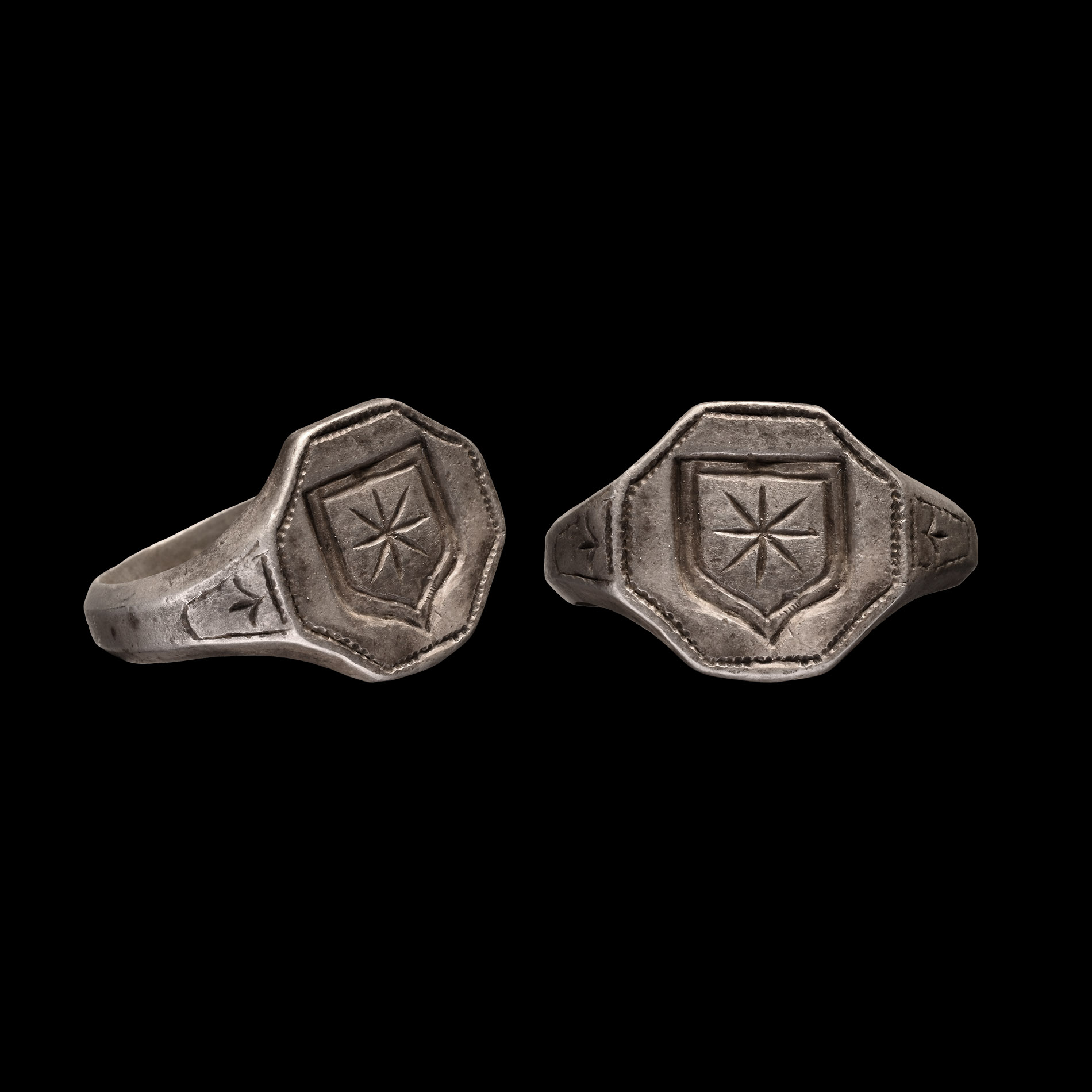 Stuart Period Silver Ring with Shield and Star