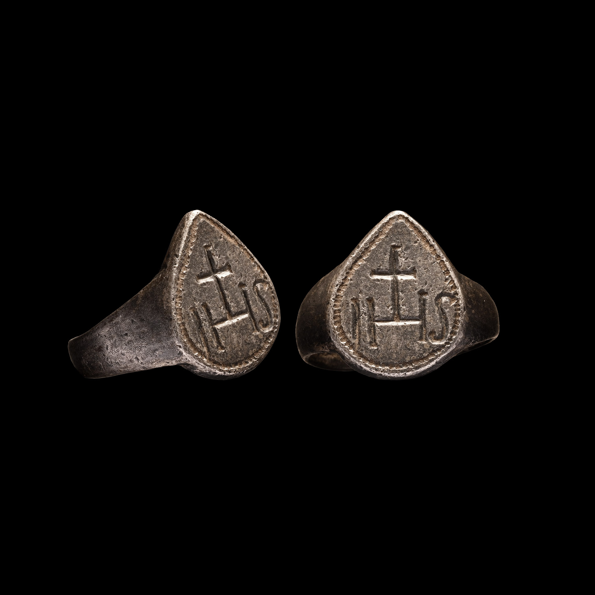 Stuart Period Silver Ring with Shield and IHS