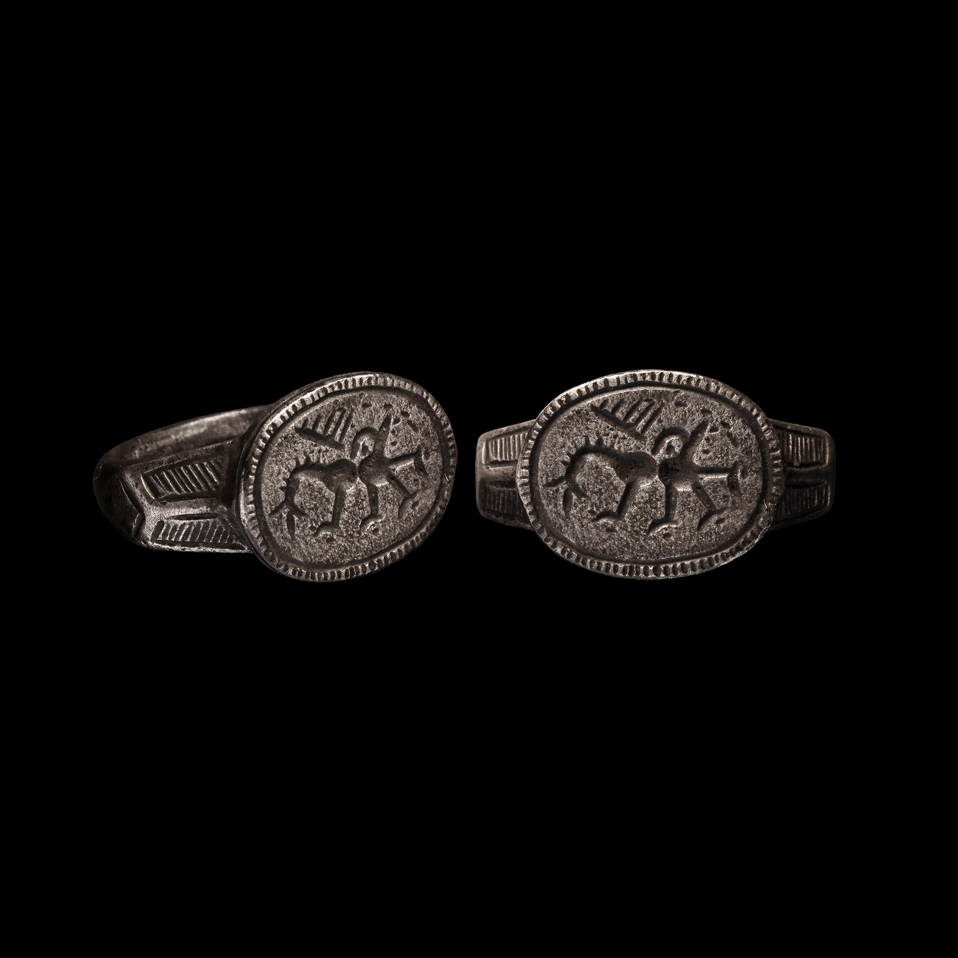 Medieval Silver Ring with Griffin