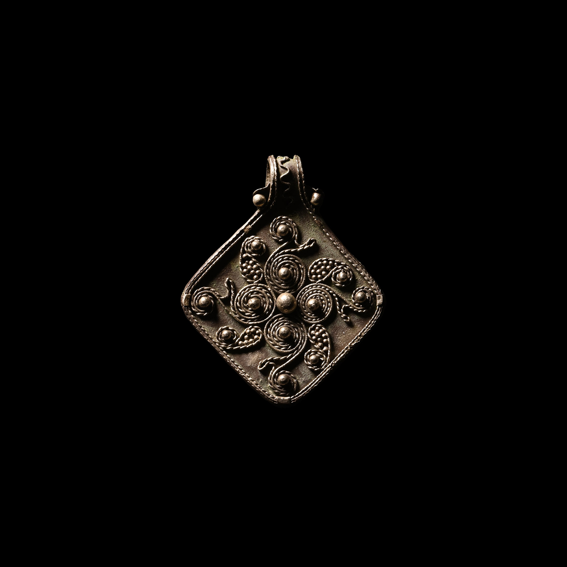 Viking Age Lozenge-Shaped Silver Filigree Pendant