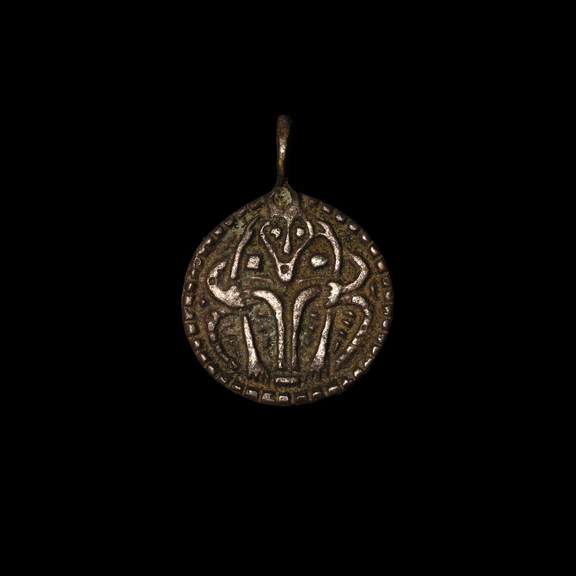 Viking Age Silver Odin Pendant with Ravens