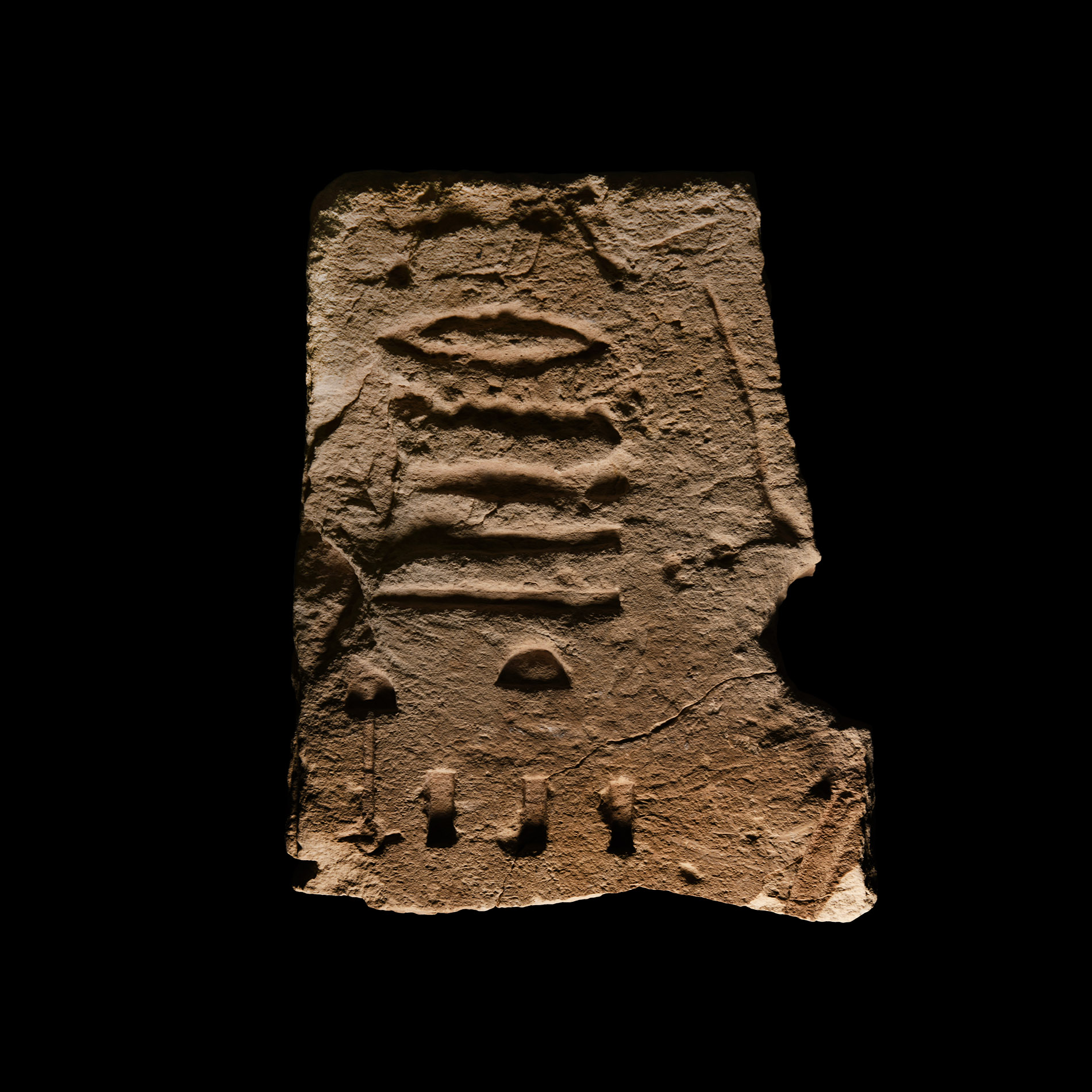 Egyptian Limestone Fragment with Hieroglyphs