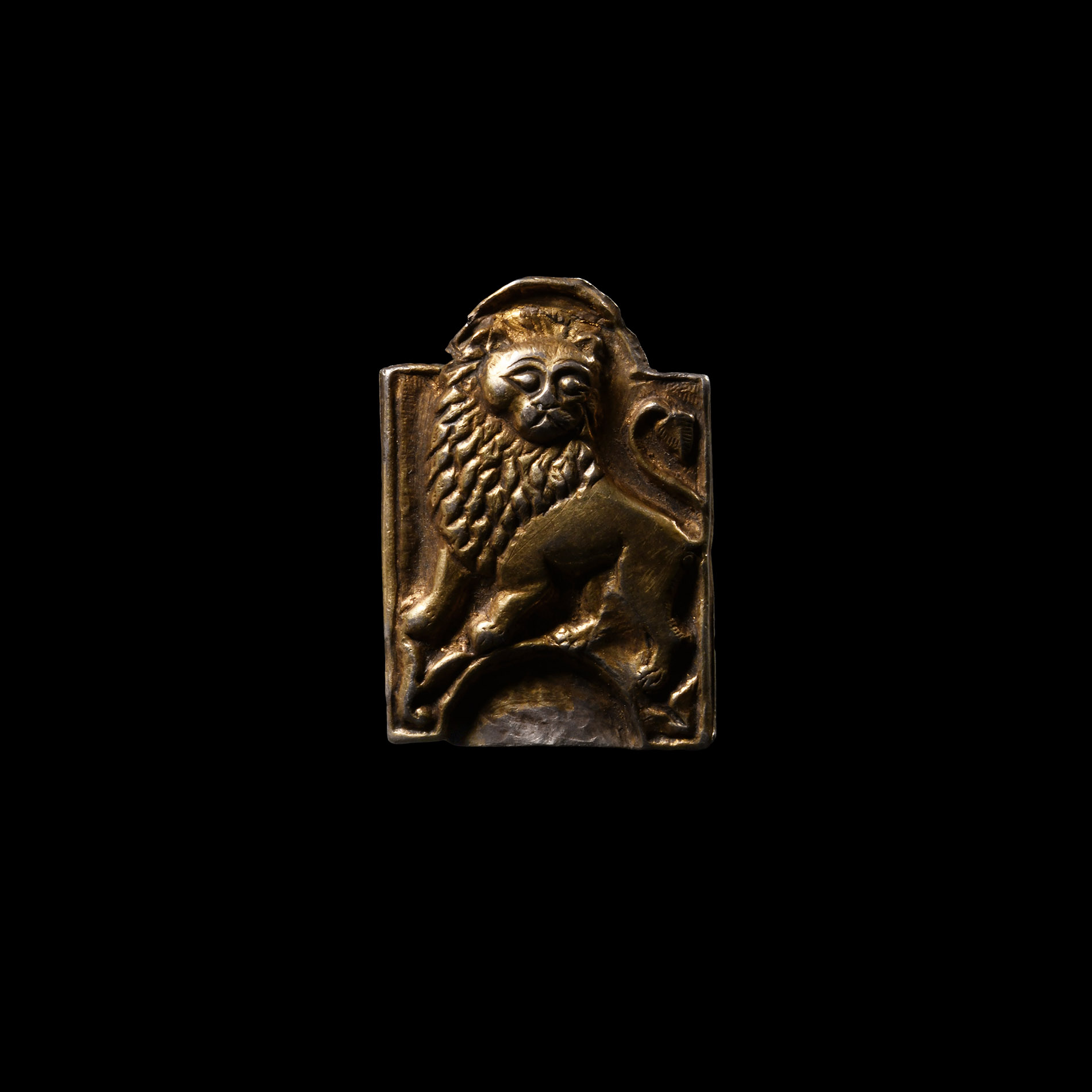 Medieval Gilt Silver Belt Fitting with Lion