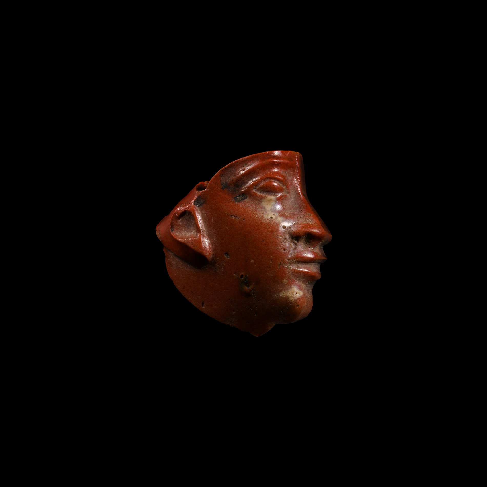 Egyptian Red Glass Face Inlay