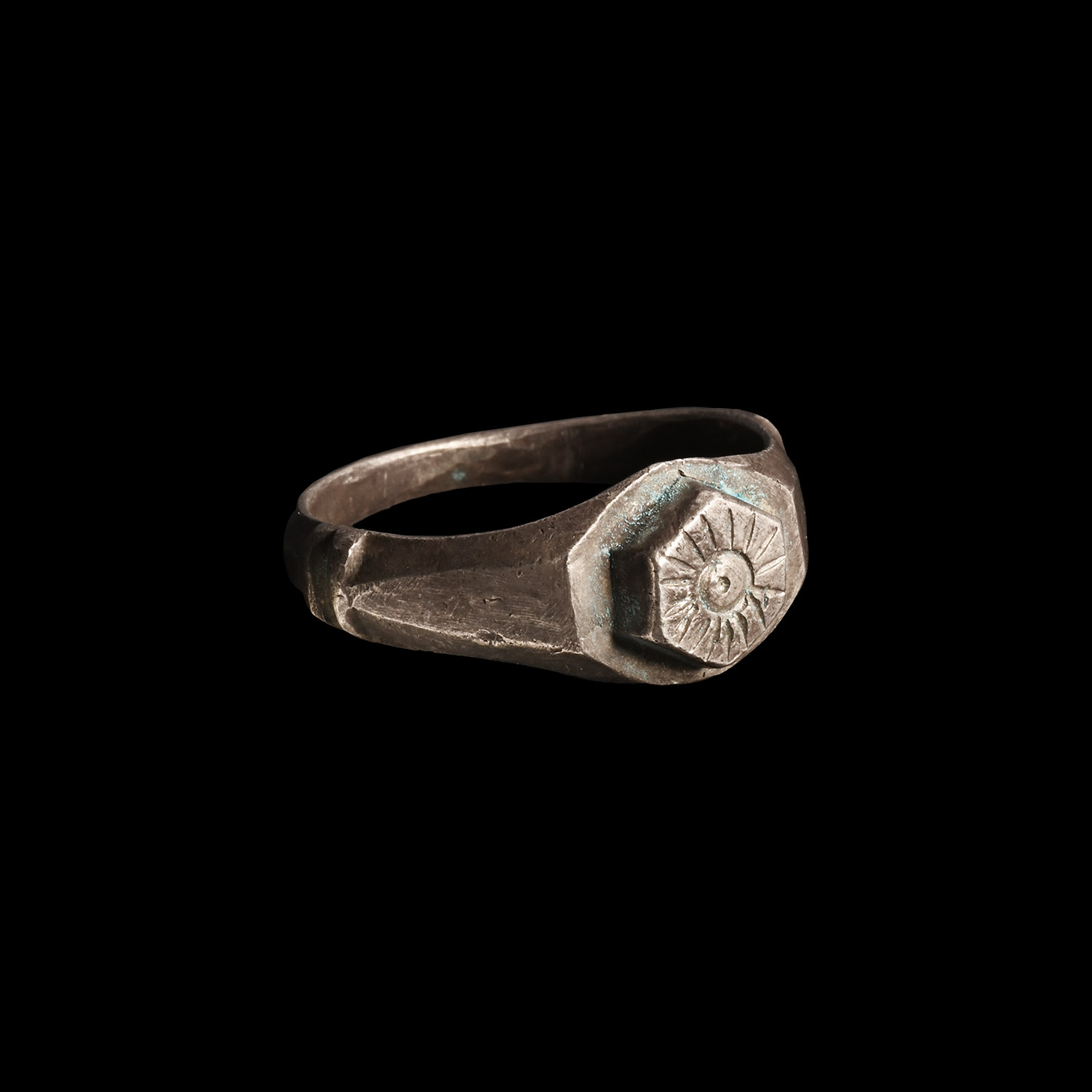 Roman Silver Ring with Radiating Sun
