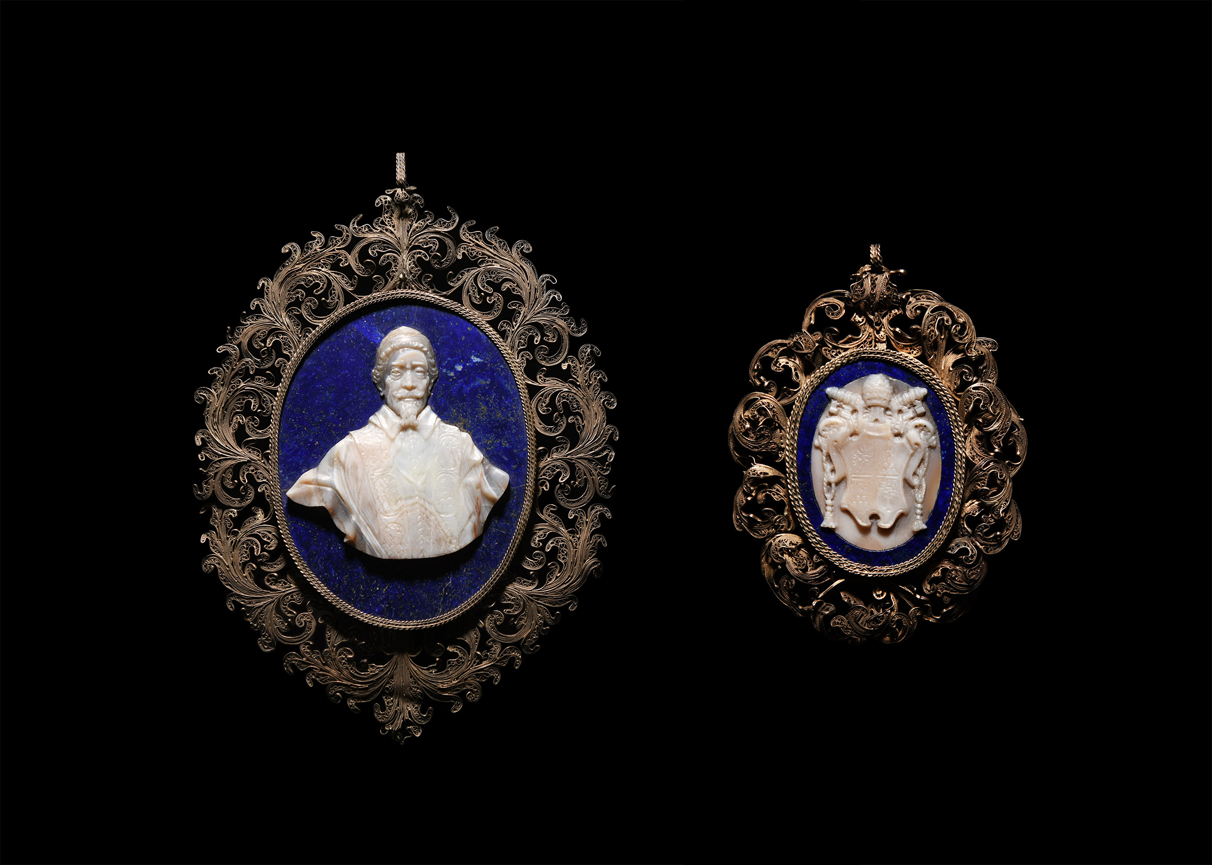 Post Medieval Silver Plaque with Lapis Lazuli Cameo Group