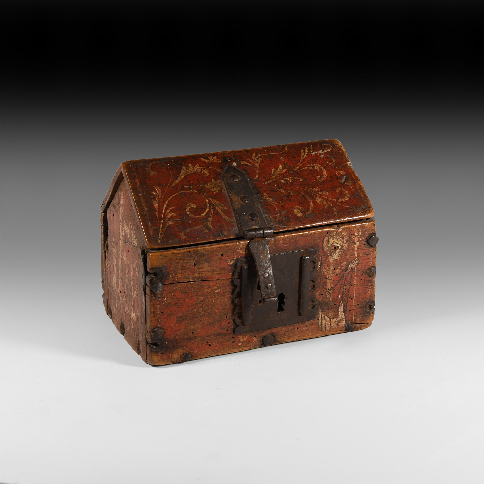 Post Medieval Wooden Painted Casket