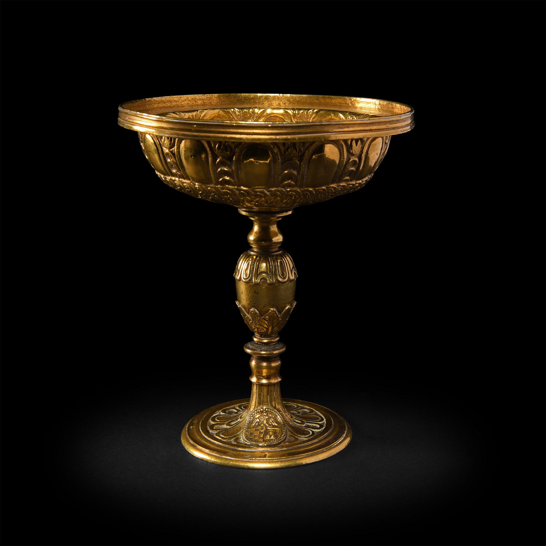 Post Medieval Gilt Silver Dated Decorated Chalice