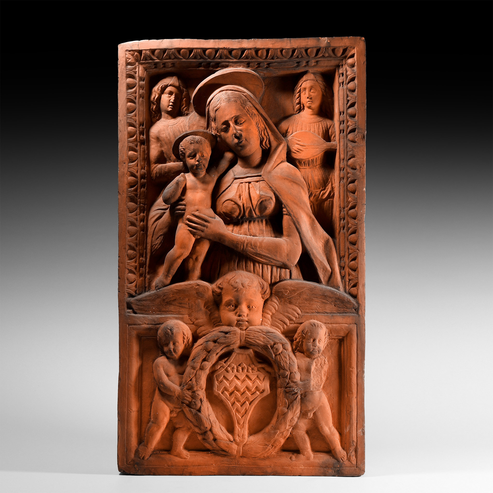 Post Medieval Large Tile with Virgin and Child Scene