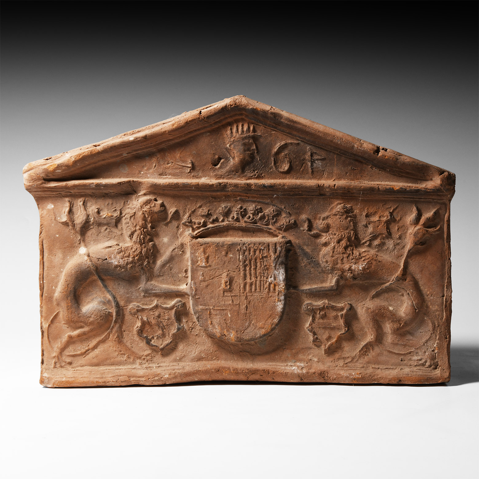 Post Medieval House-Shaped Armorial Terracotta Brick