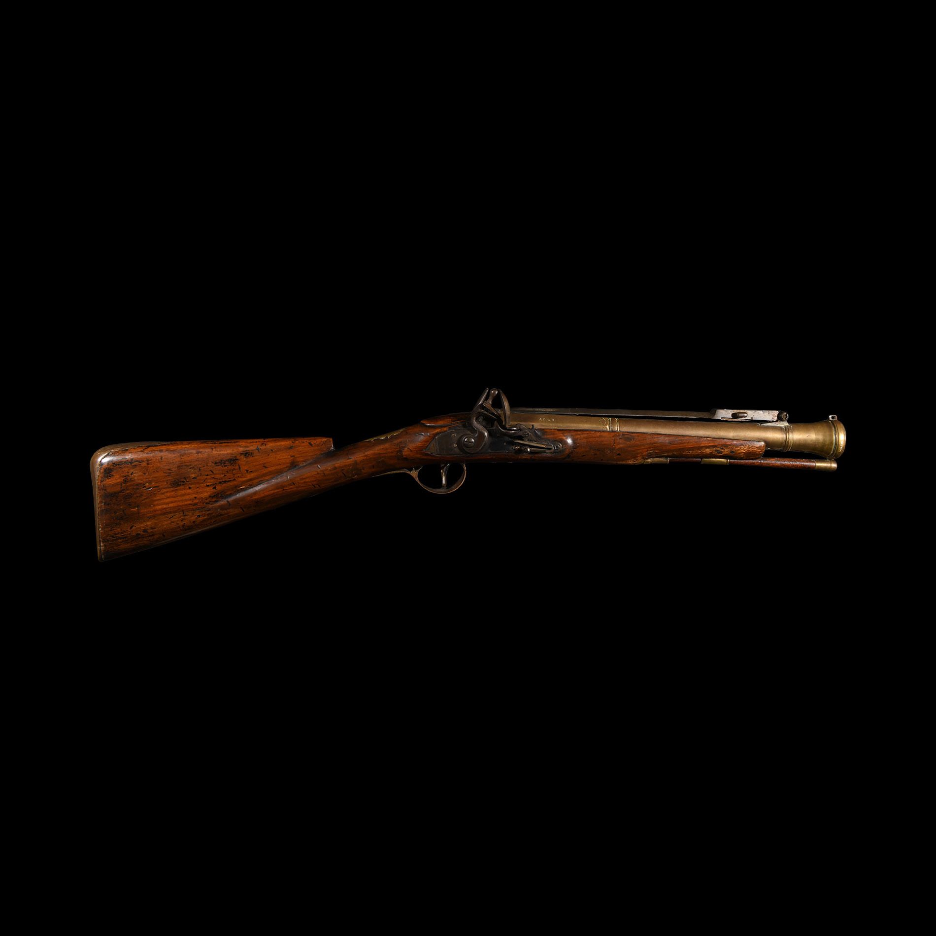 Georgian Flintlock Brass Blunderbuss with Spring Bayonet