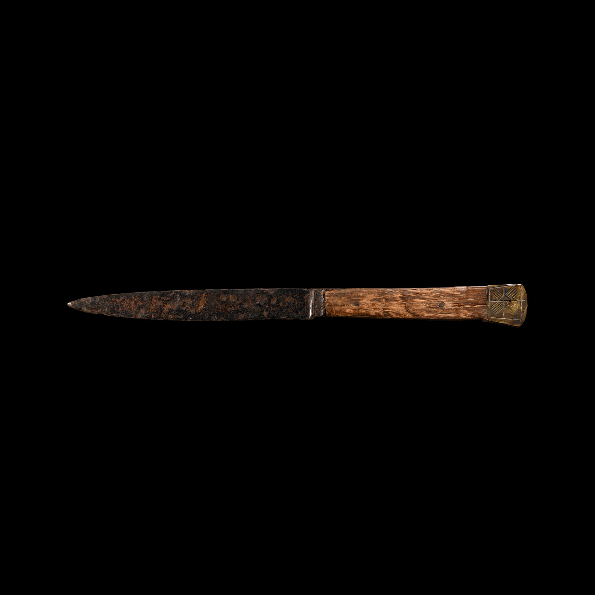 Medieval Iron Knife with Bronze Pommel