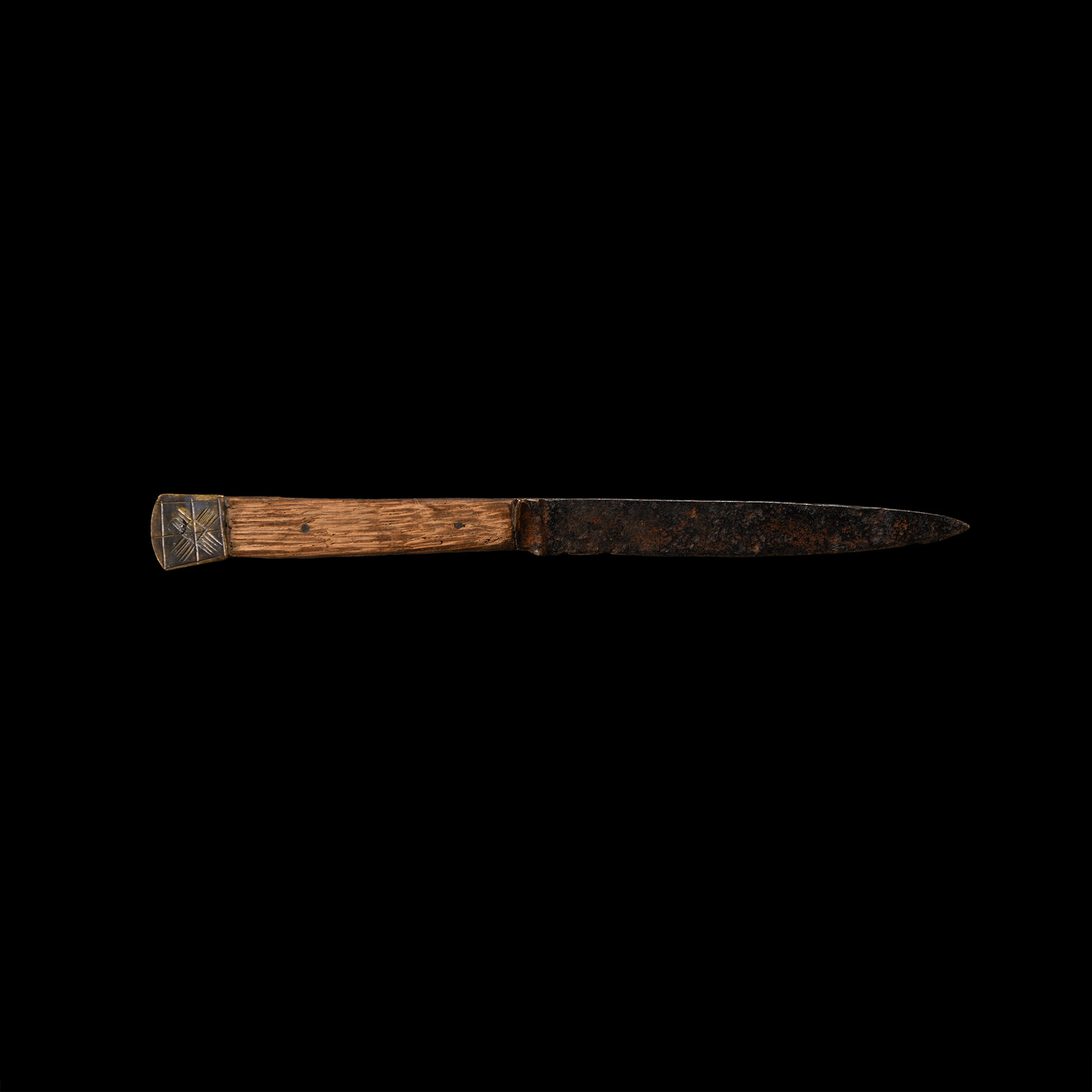Medieval Iron Knife with Bronze Pommel