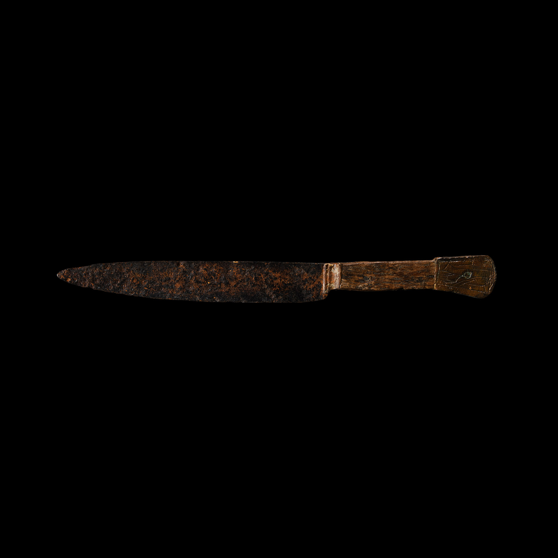 Medieval Iron Knife with Bronze Pommel