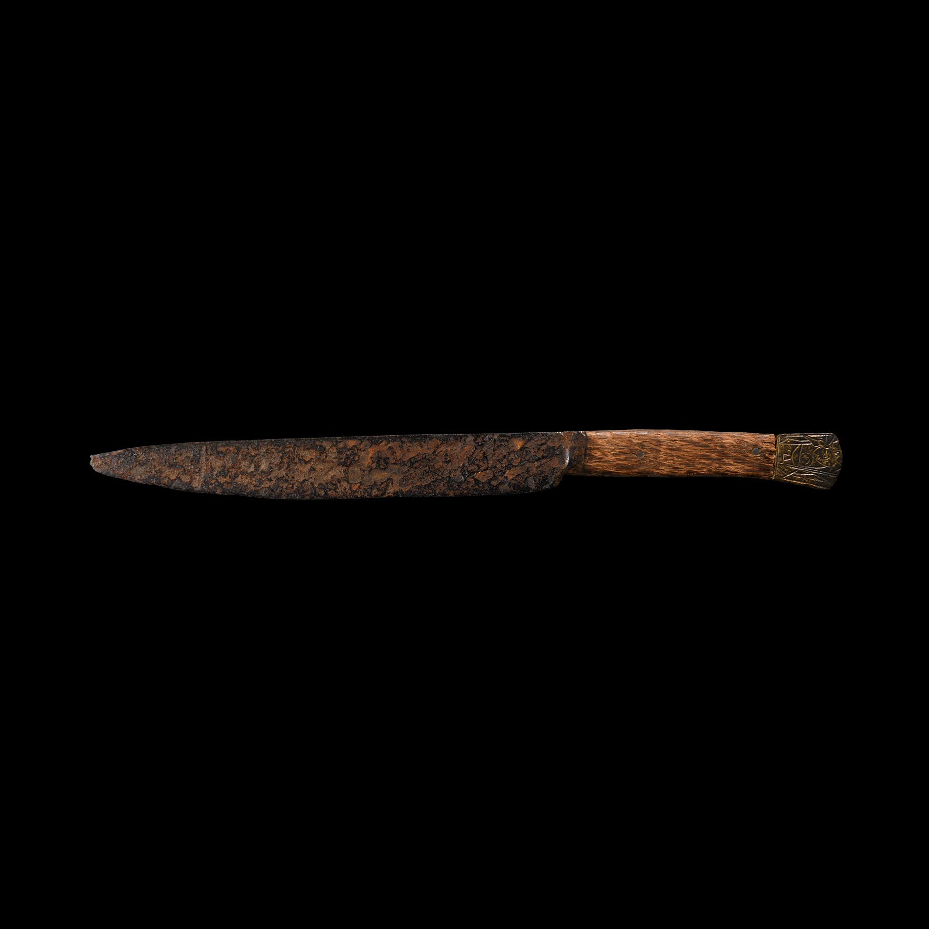 Medieval Iron Knife with Bronze Pommel