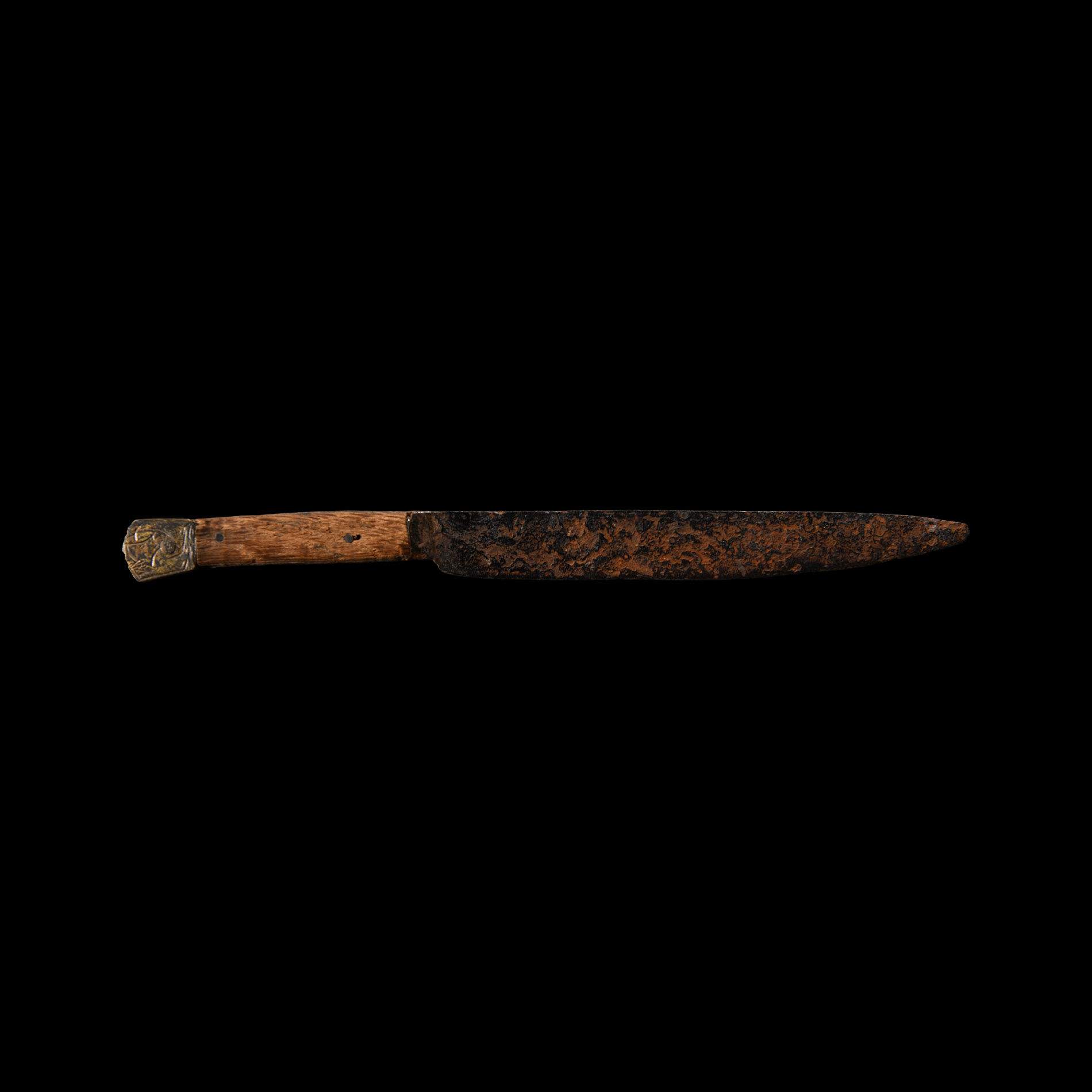 Medieval Iron Knife with Bronze Pommel