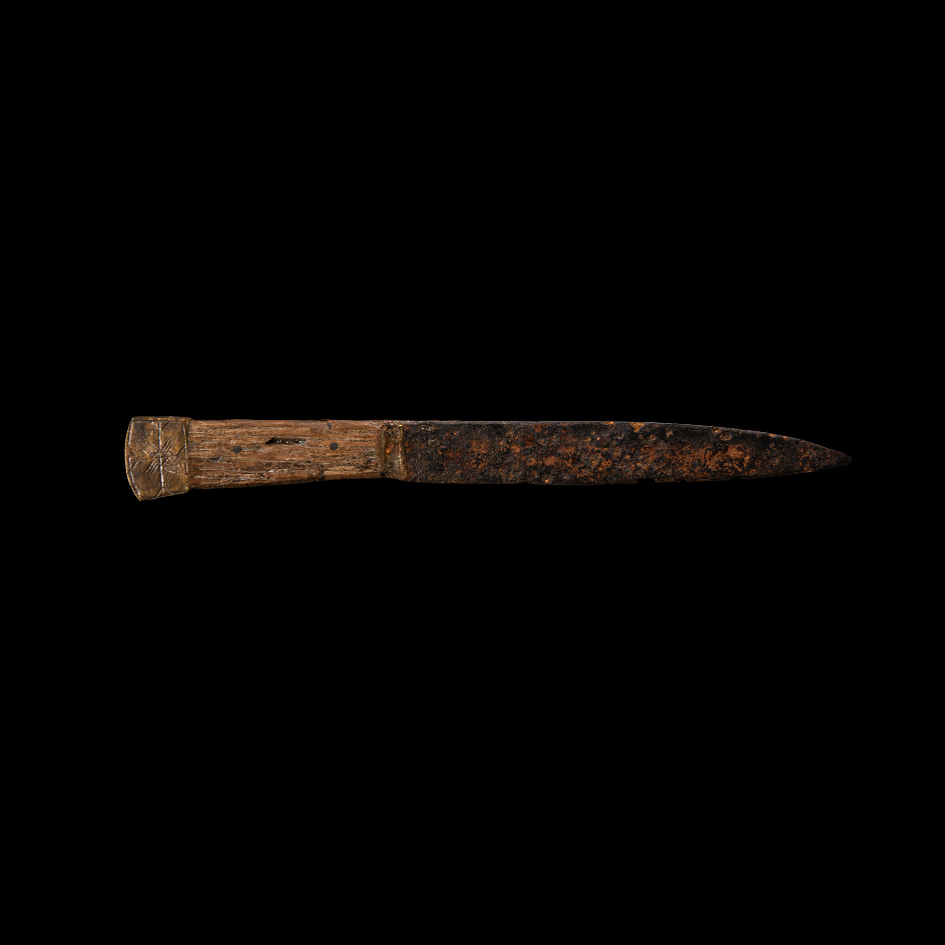 Medieval Iron Knife with Bronze Pommel