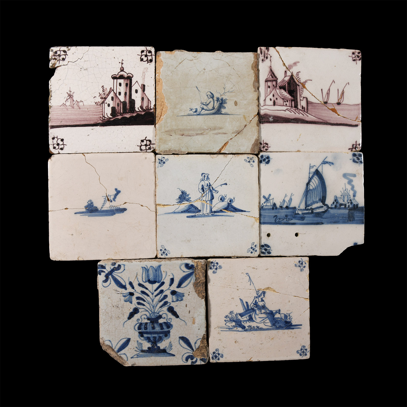 Post Medieval Glazed Ceramic Tile Group