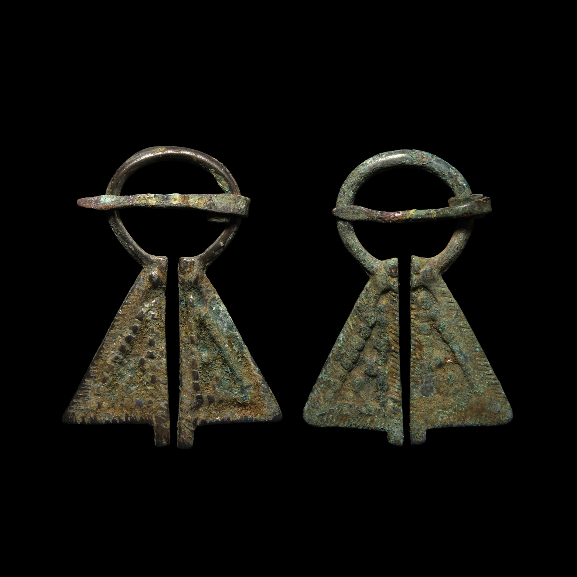 Viking Inspired Decorated Bronze Omega Brooch Group