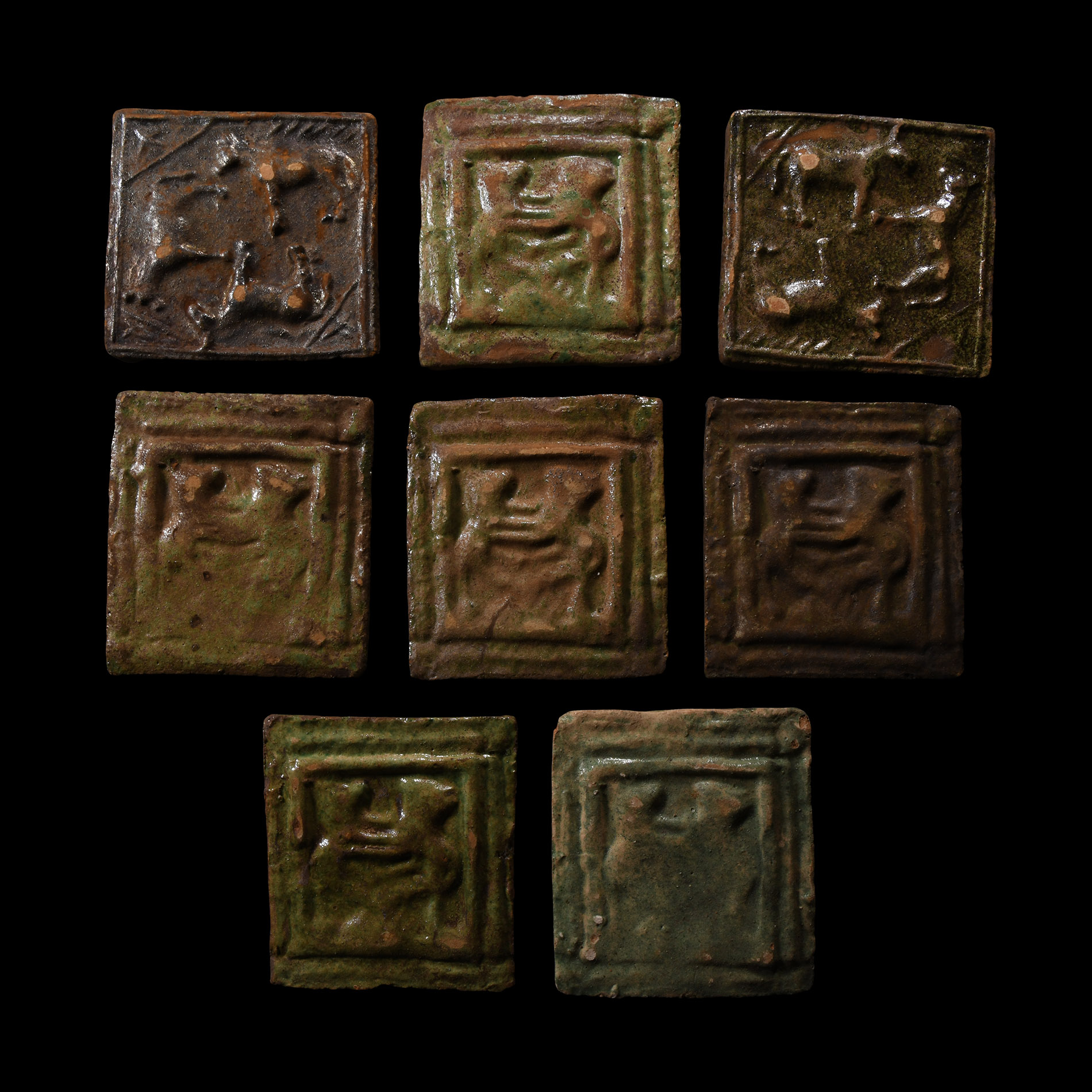 Post Medieval Glazed Ceramic Tile Group
