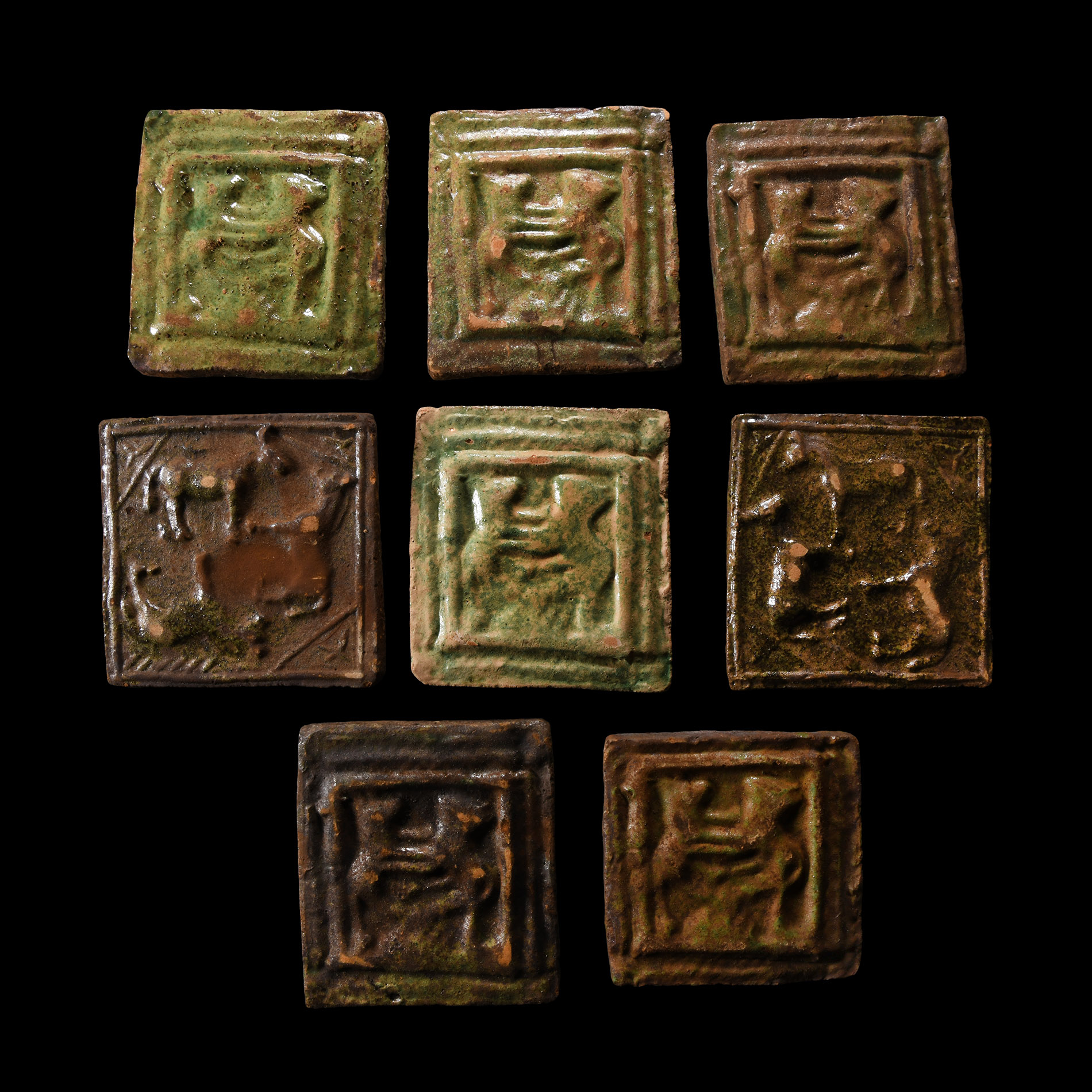 Post Medieval Glazed Ceramic Tile Group