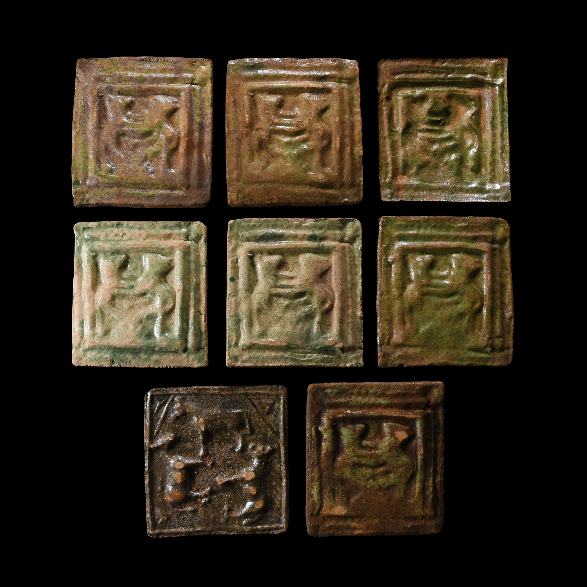 Post Medieval Glazed Ceramic Tile Group