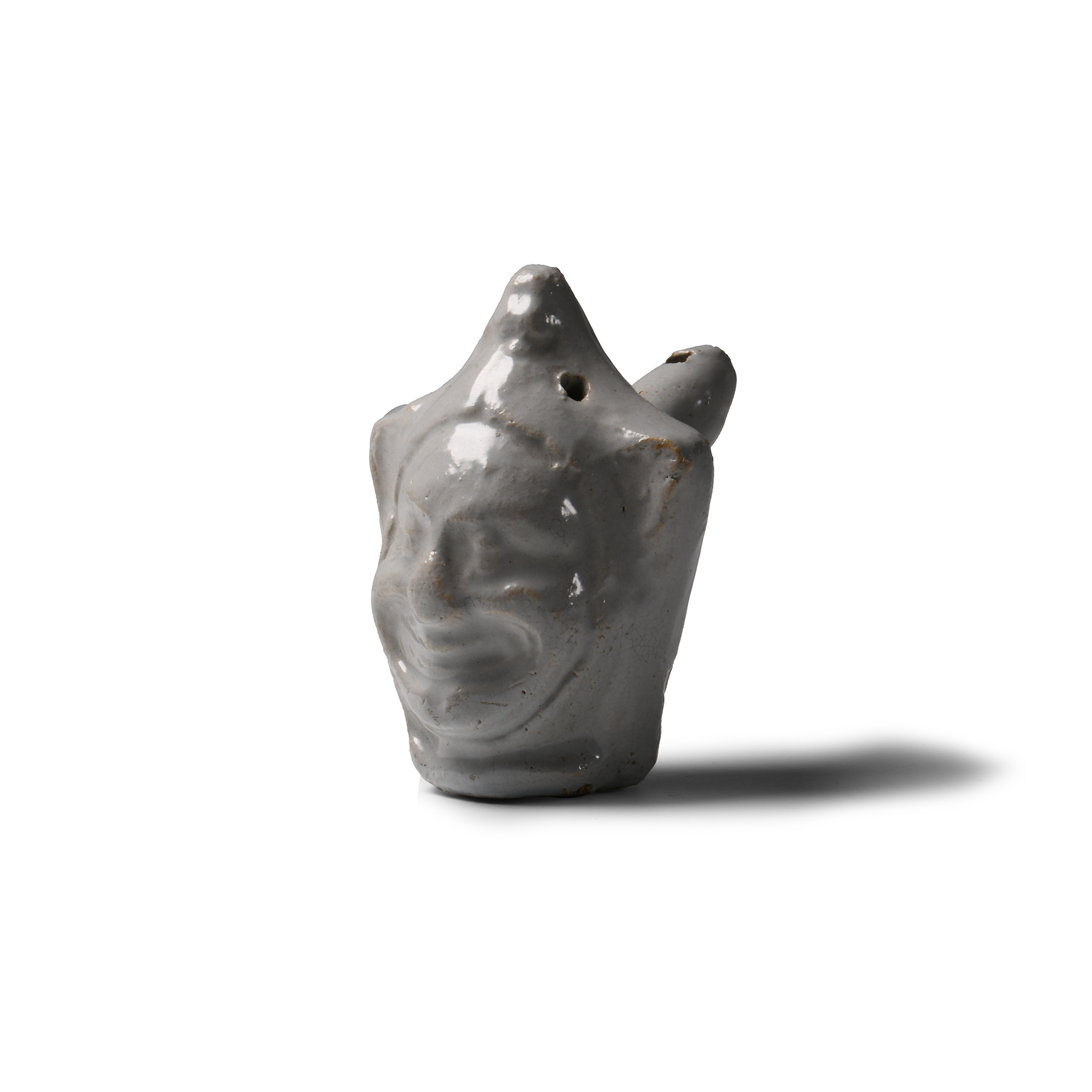 Elizabethan Glazed Ceramic Fool's Head Whistle