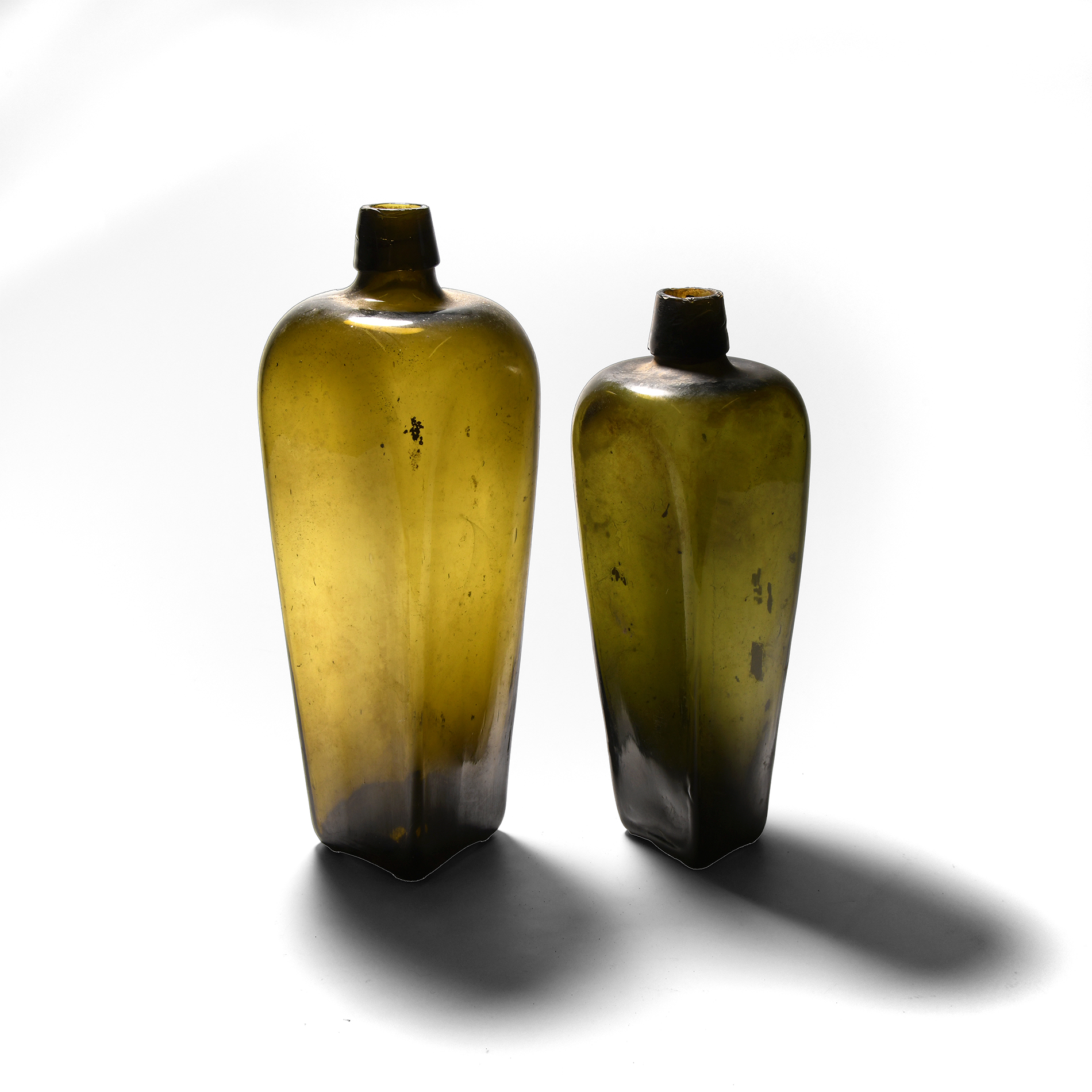 Post Medieval Glass Gin Bottle Group