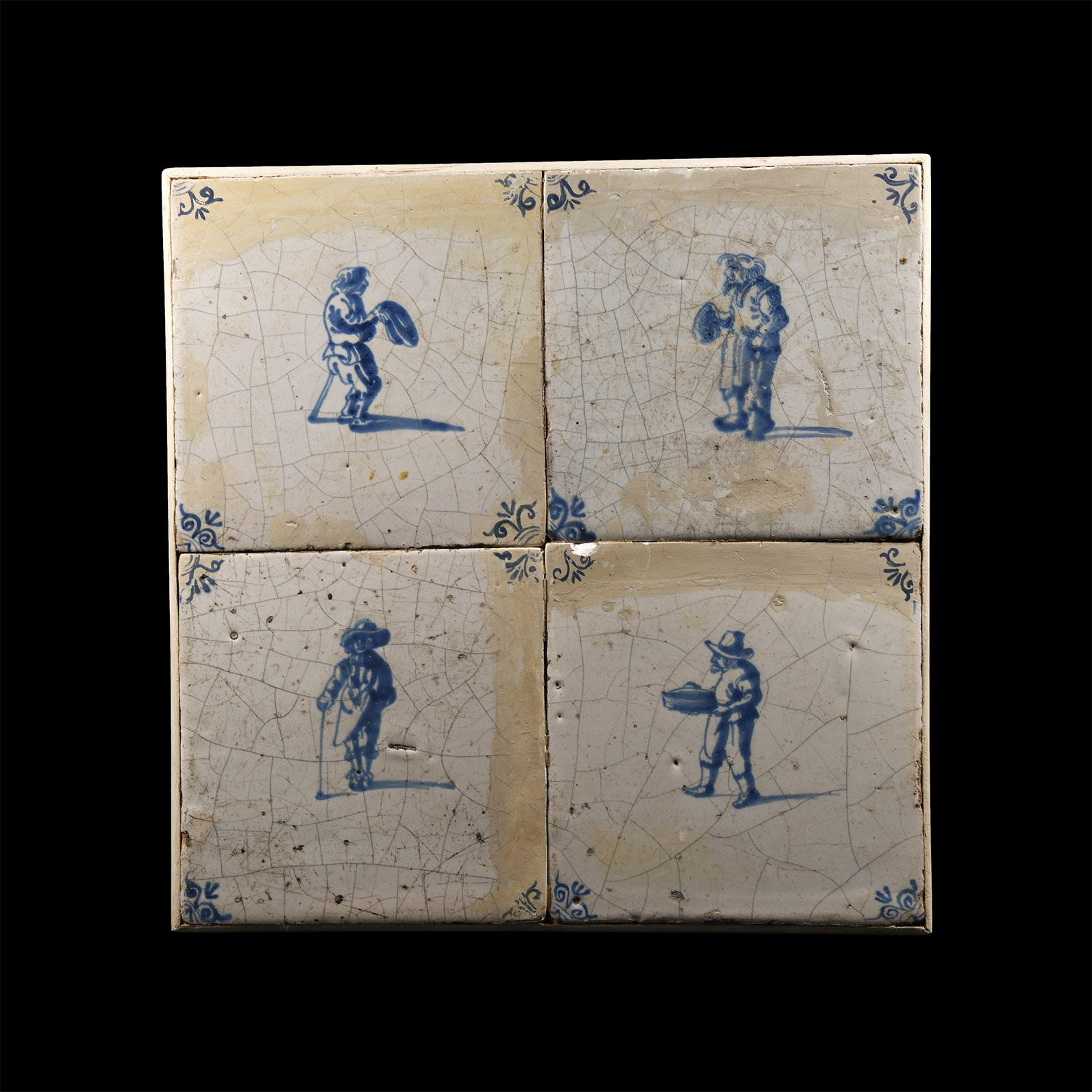 Post Medieval Glazed Ceramic Tile Set
