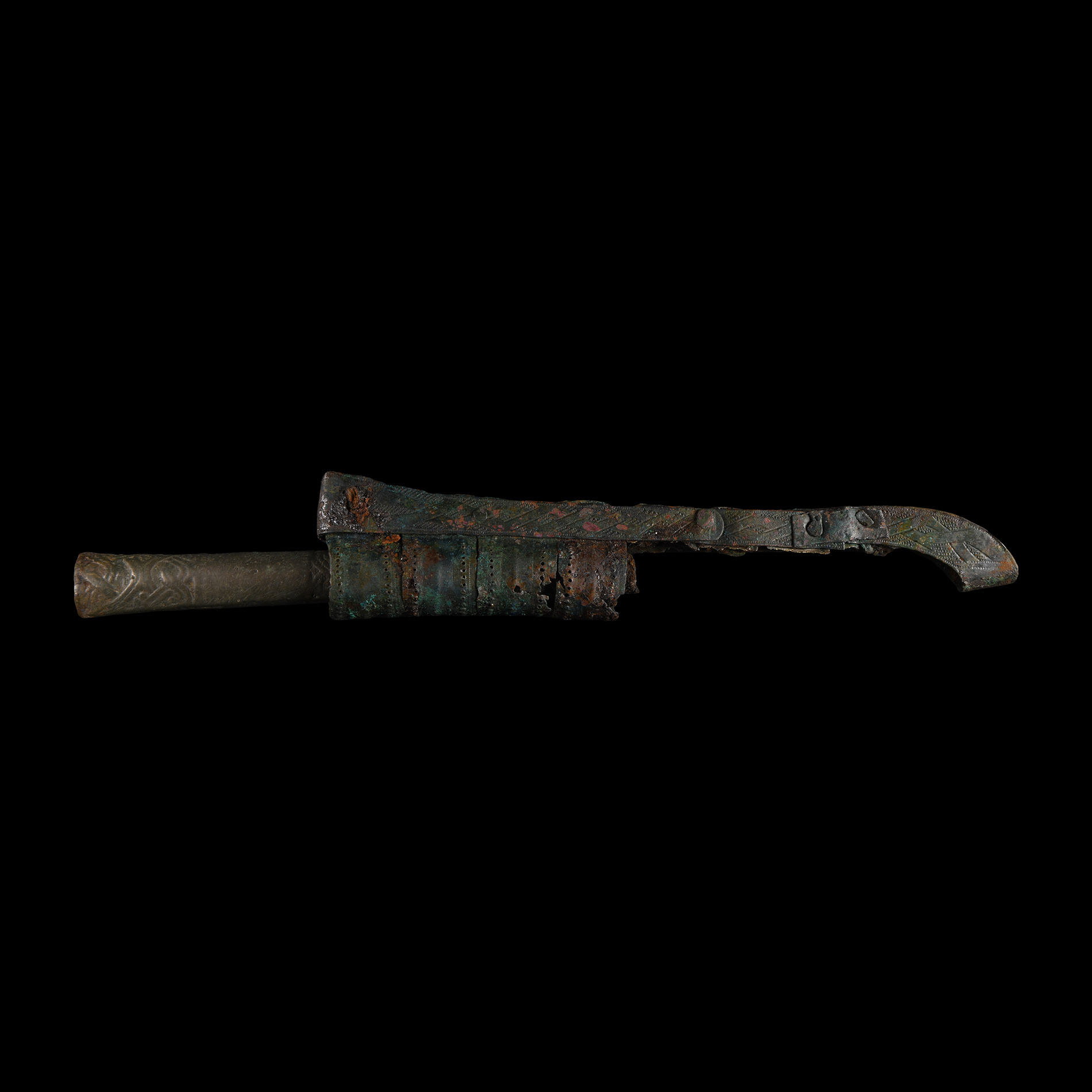 Viking Age Bronze Dagger Hilt with Scabbard