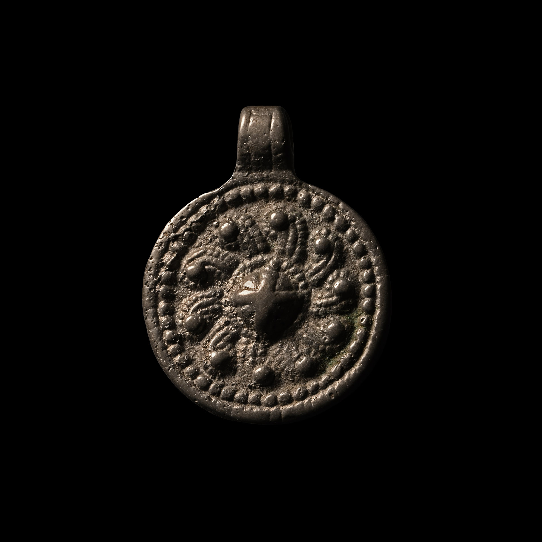 Viking Age Bronze Sun Whorl Pendant