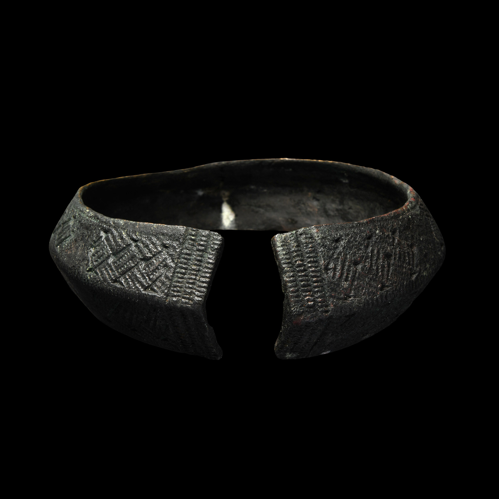 Viking Age Bronze Bracelet with Hatched Panels