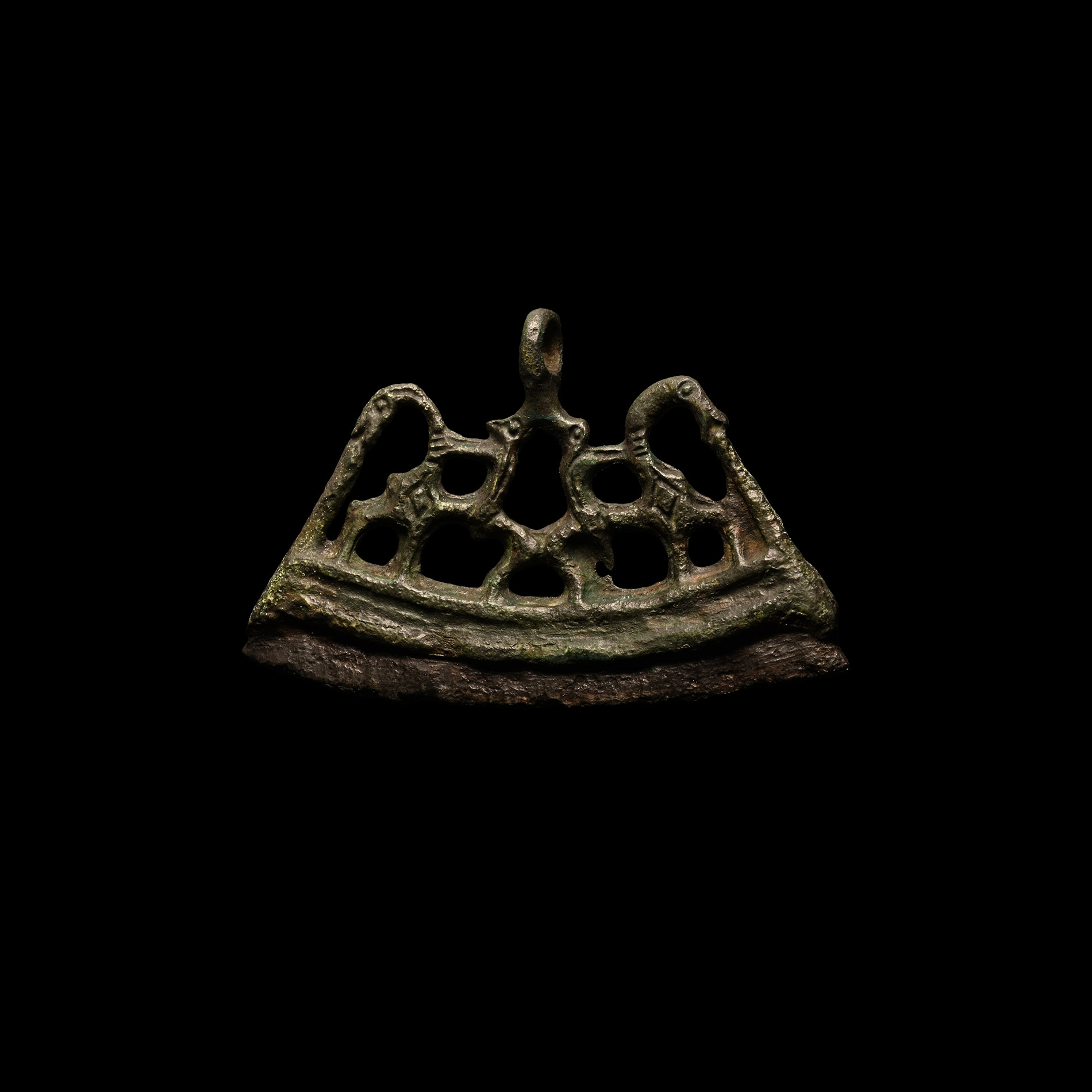 Viking Age Fire Steel with Bronze Handle with Horse and Riders
