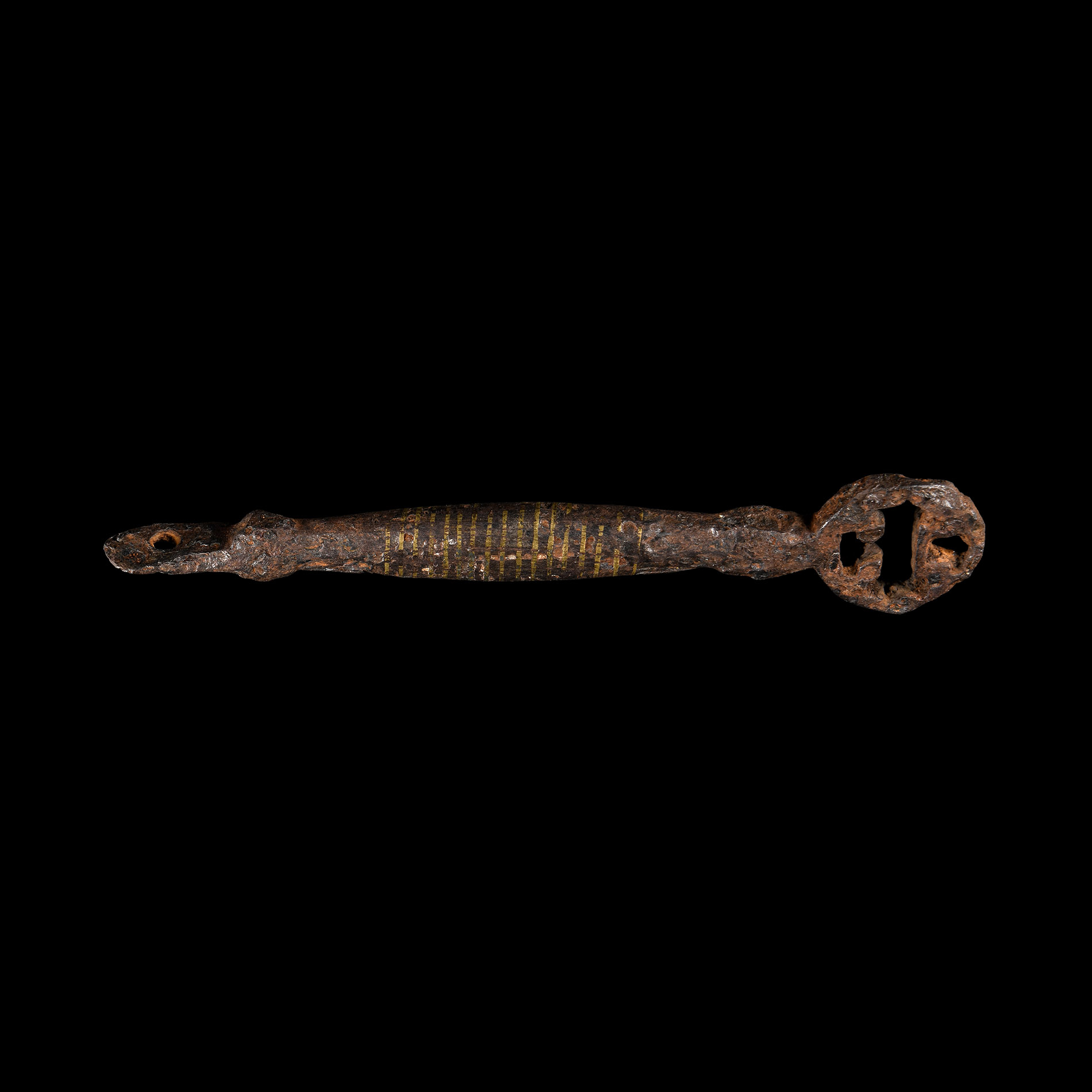 Viking Age Latten Inlaid Iron Key