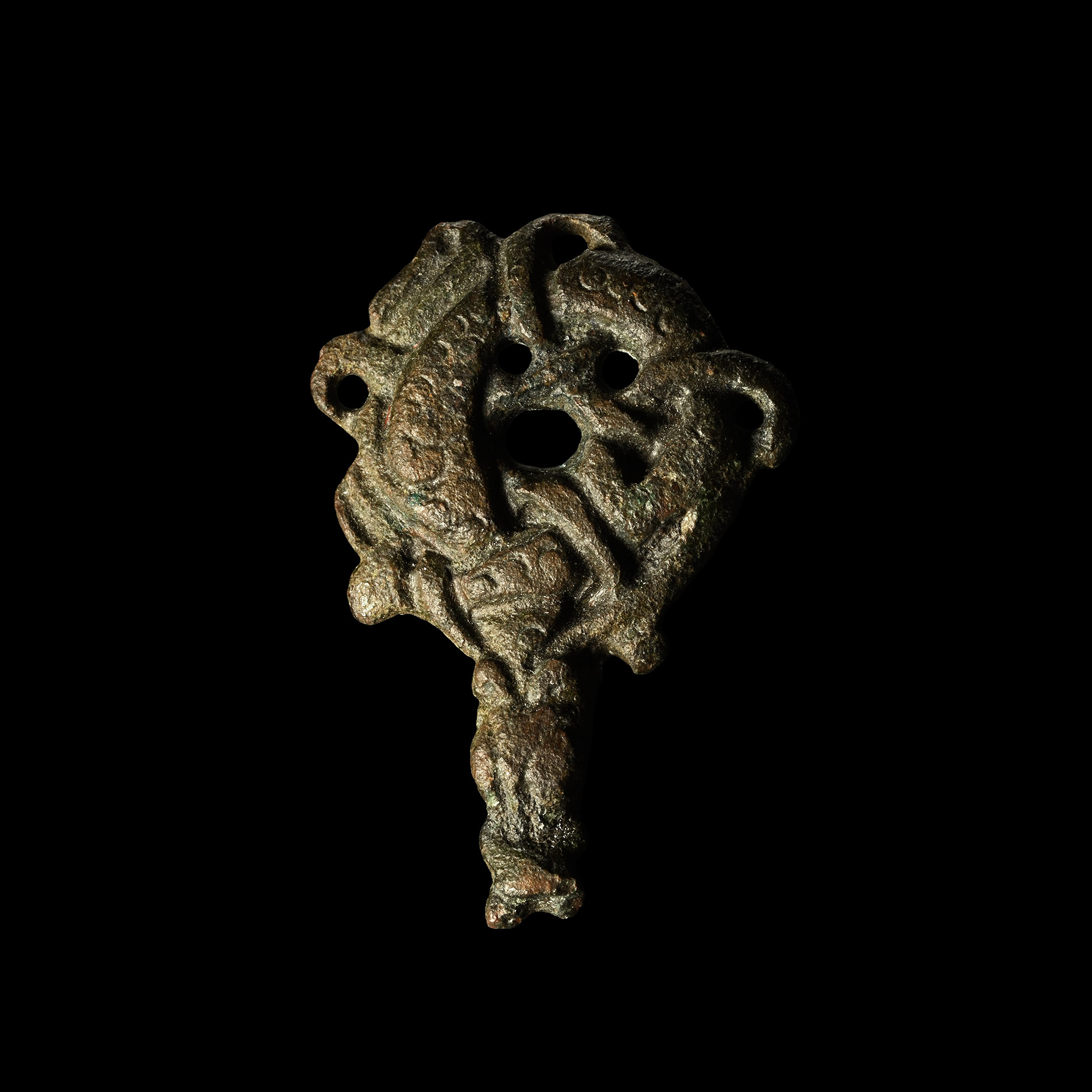 Viking Bronze Urnes Style Entwined Beast Mount