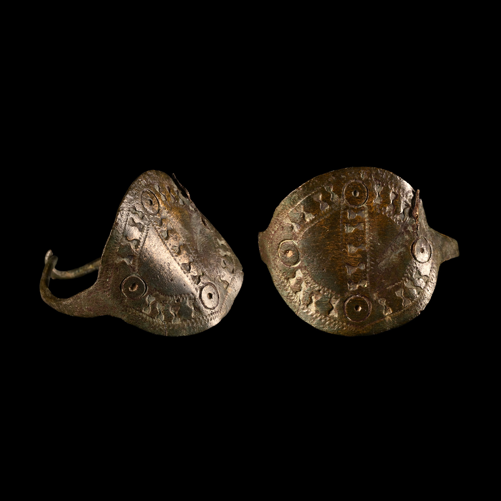 Anglo-Saxon Bronze Ring with Punched Motifs